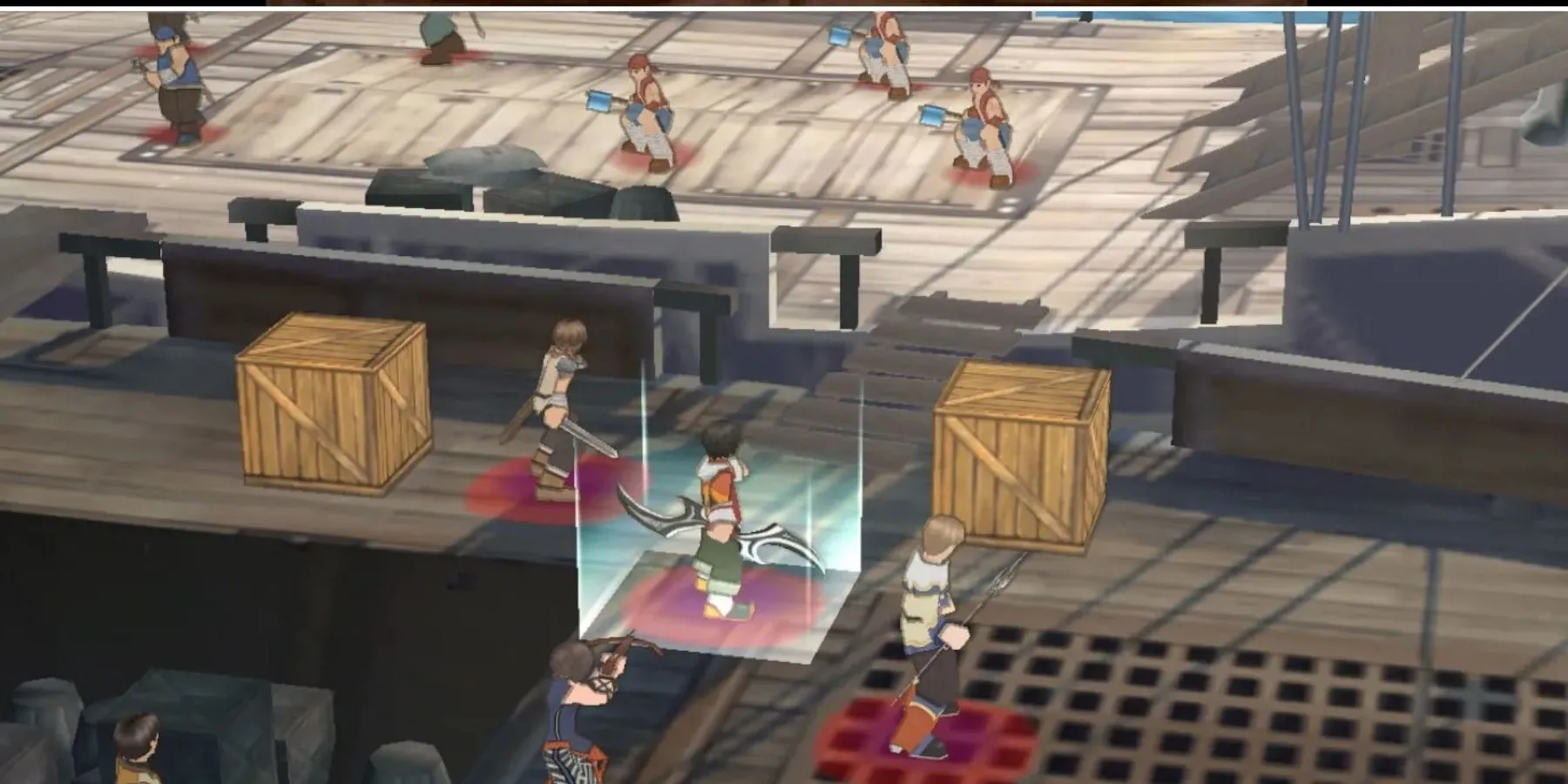Hệ thống chiến đấu chiến thuật theo lượt trong Suikoden Tactics.