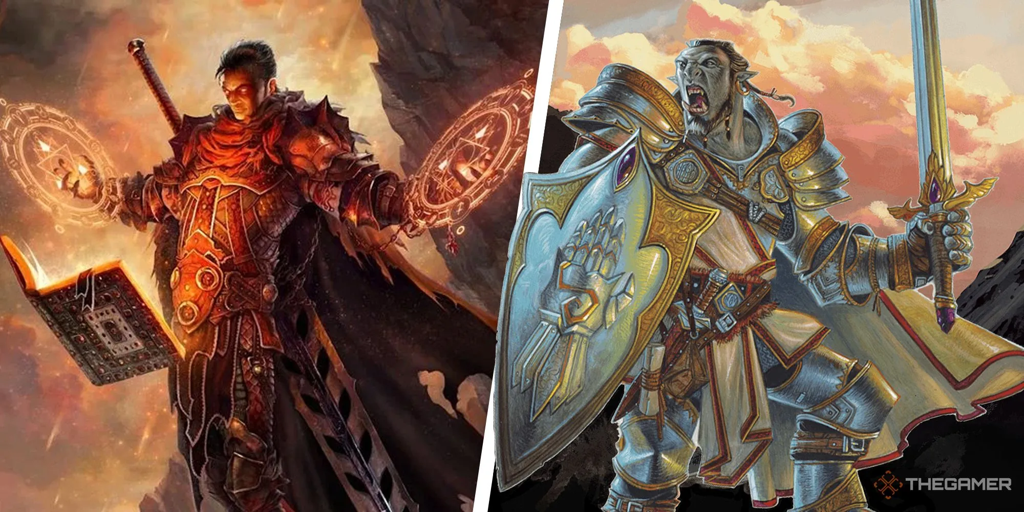 Hiệp sĩ Paladin trong Dungeons &amp; Dragons với khiên và kiếm, minh họa quy tắc trang bị khiên