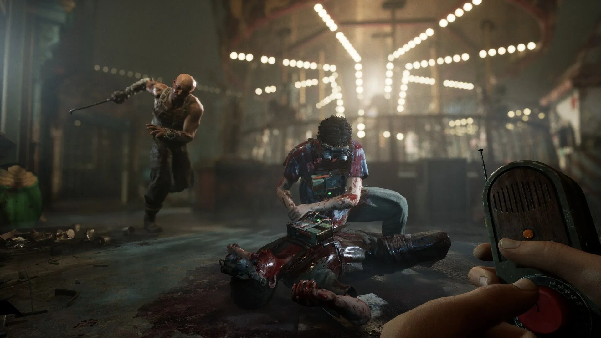 Hình ảnh chủ đạo của The Outlast Trials, khắc họa không khí kinh dị co-op và các thí nghiệm ghê rợn của tập đoàn Murkoff