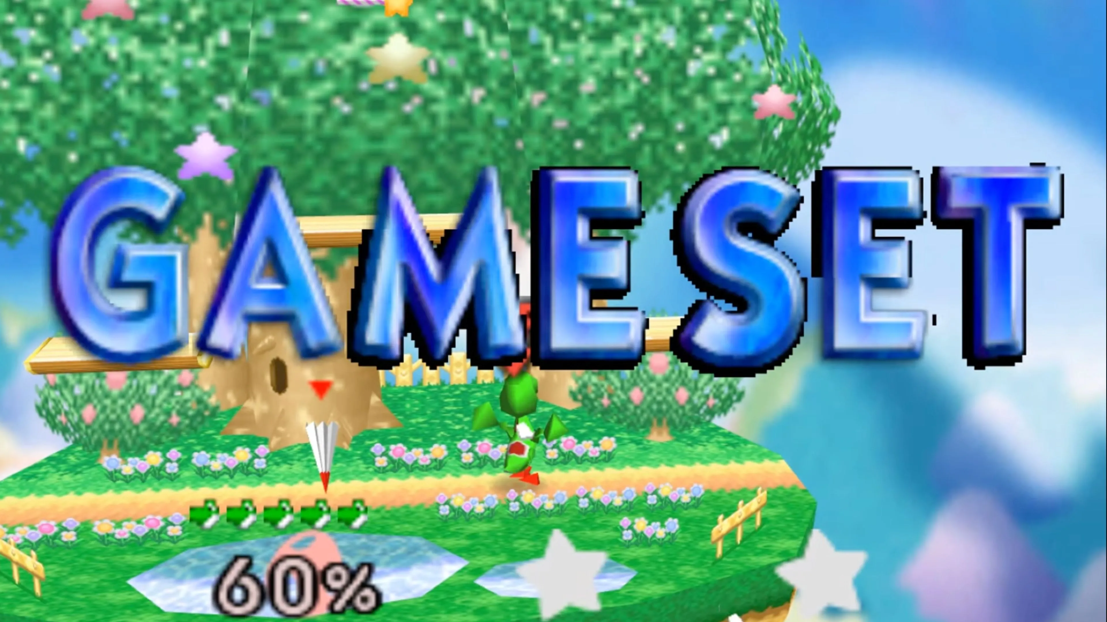 Hình ảnh trận đấu giữa Mario và Donkey Kong trên sân đấu trong Super Smash Bros. N64