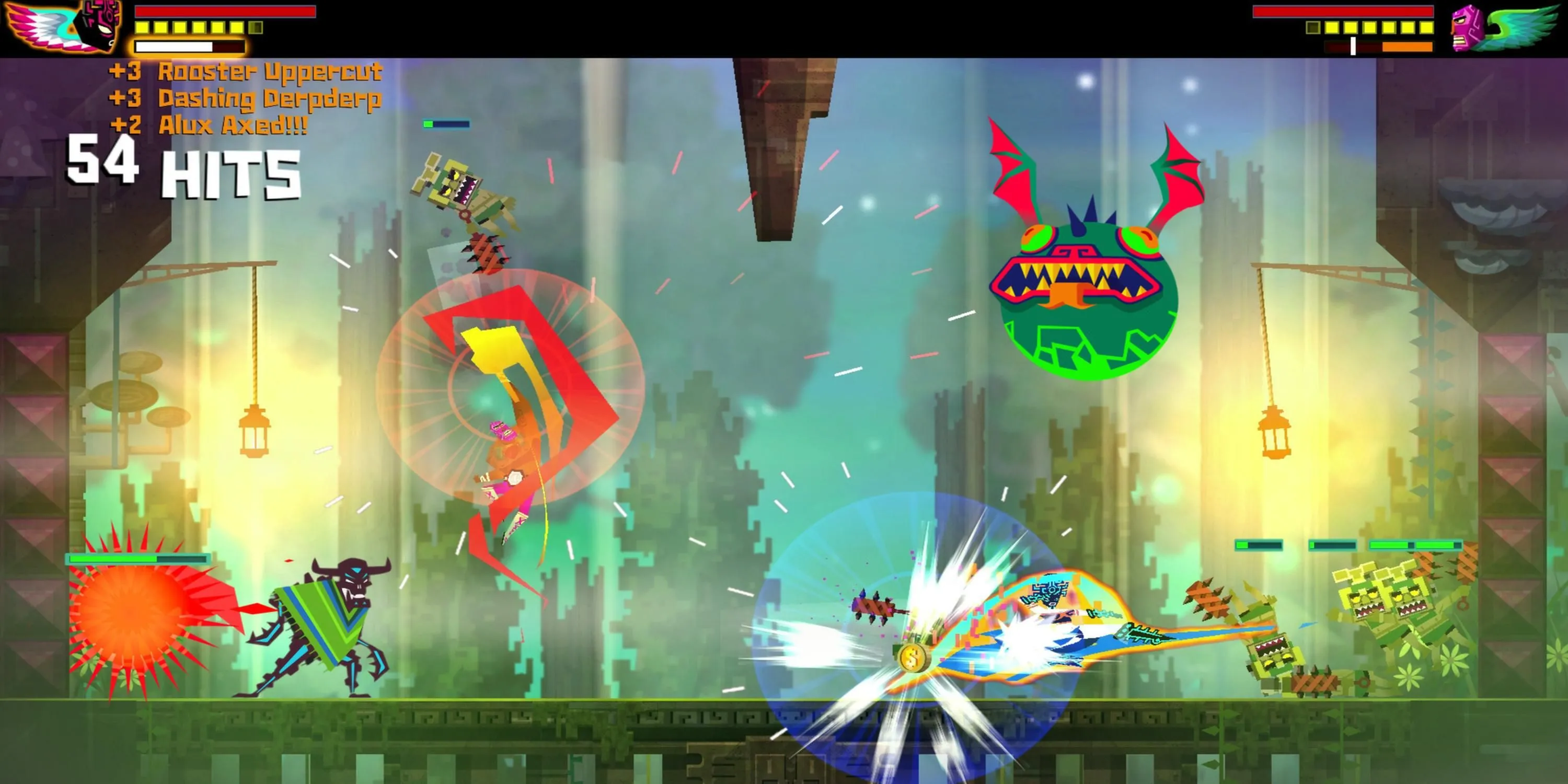 Juan luchador tung cú đấm mạnh mẽ vào kẻ thù trong Guacamelee