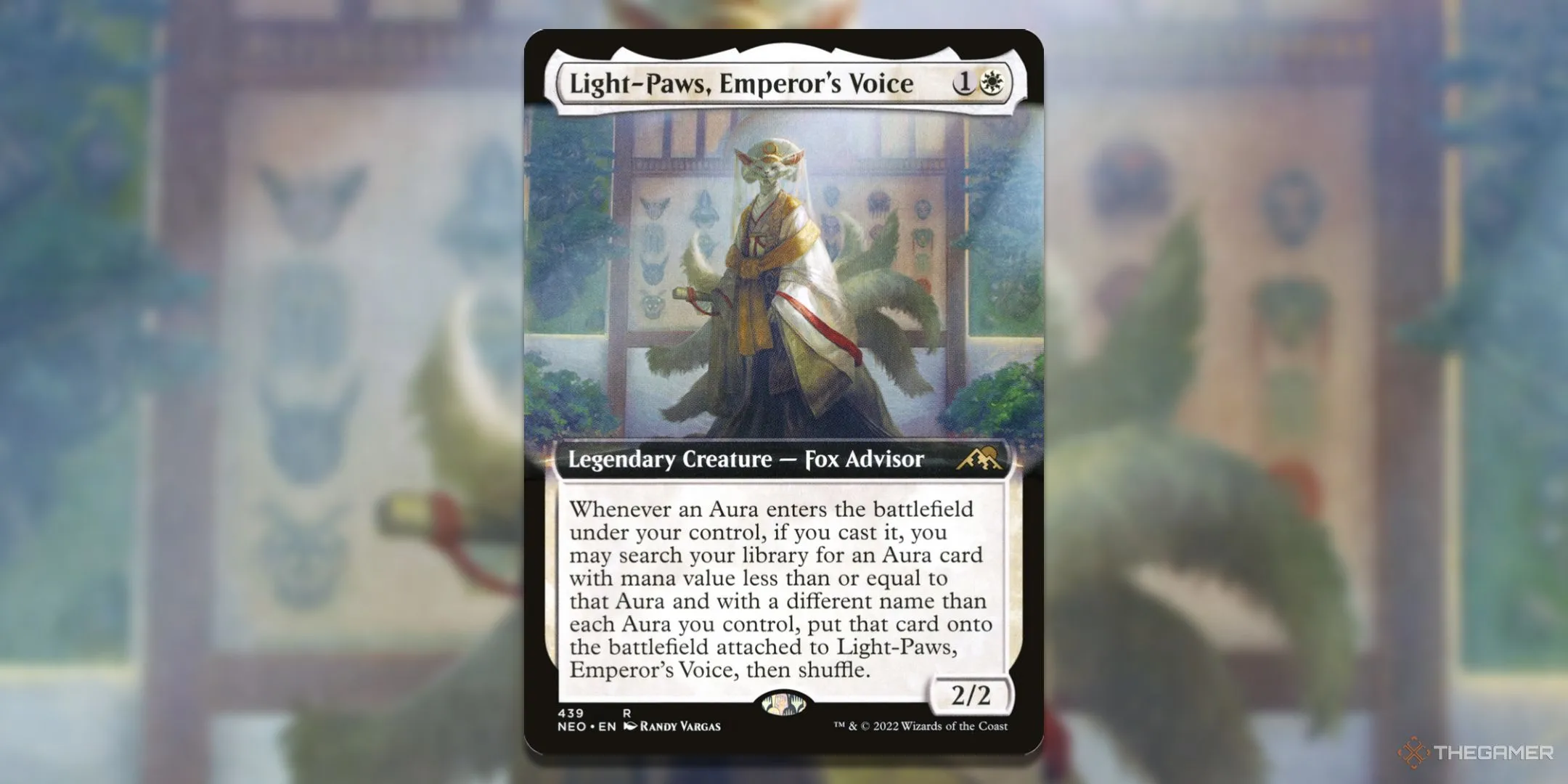 Lá bài Light-Paws, Emperor's Voice phiên bản Extended Art của Magic The Gathering.