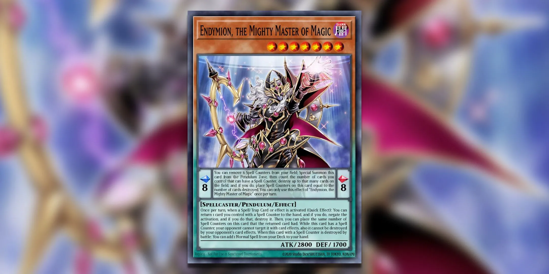 Lá bài quái thú Pendulum Endymion, The Mighty Master of Magic với văn bản hiệu ứng dài nhất Yu-Gi-Oh!.