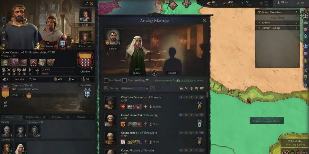Một bá tước bắt đầu mai mối cho con gái mình trong Crusader Kings 3
