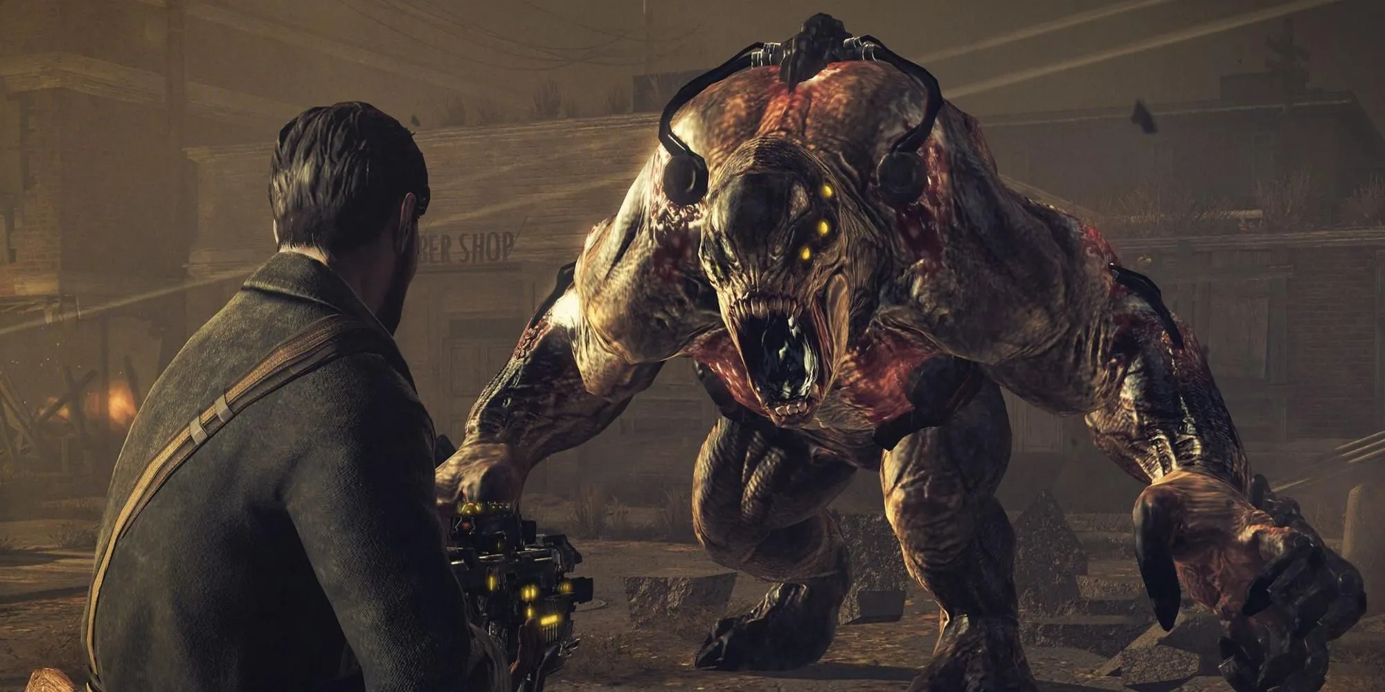Người chơi bắn vào quái vật trong game Resistance 3