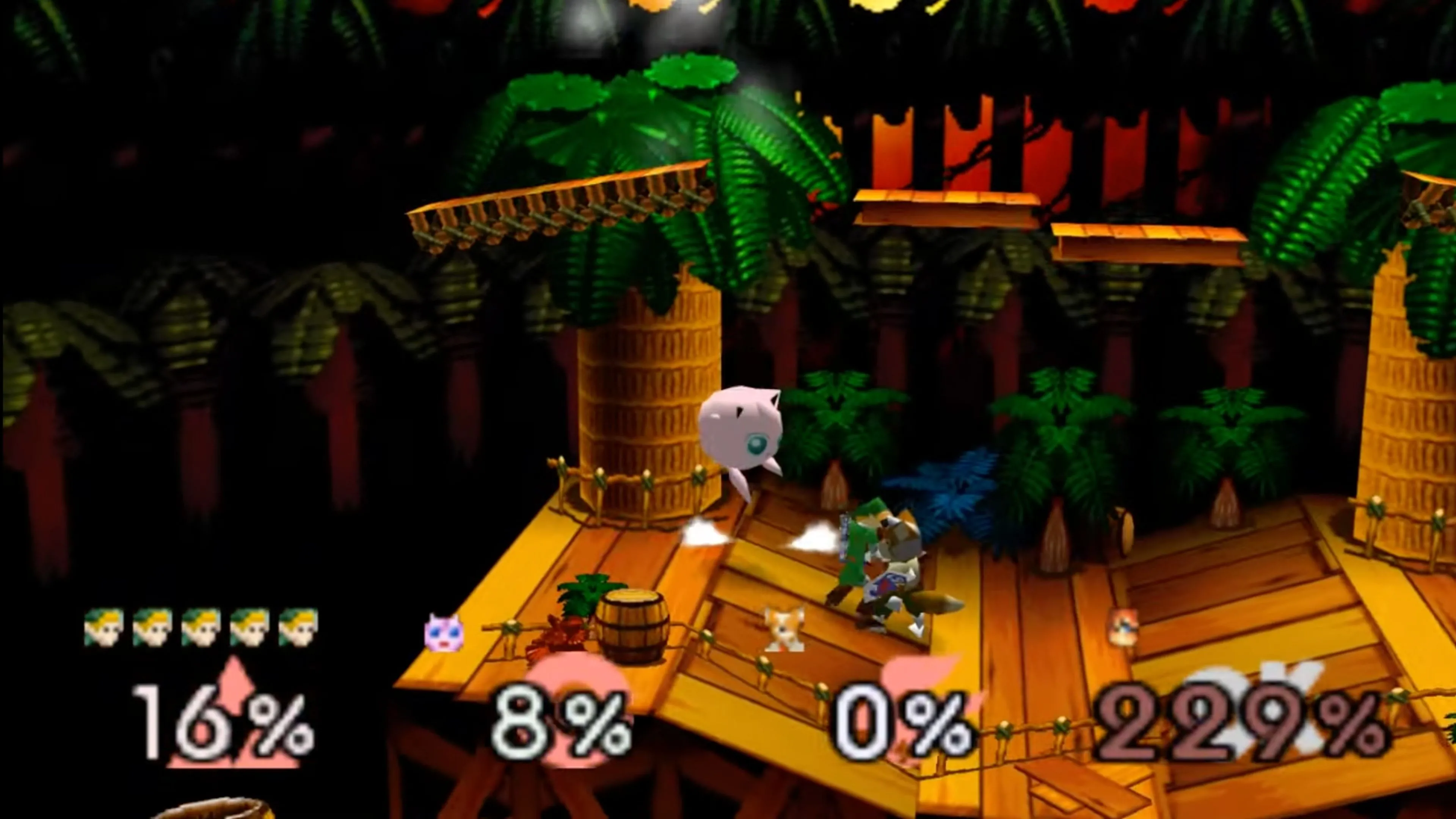 Nhân vật Fox McCloud thực hiện đòn đánh trong Super Smash Bros. phiên bản Nintendo 64