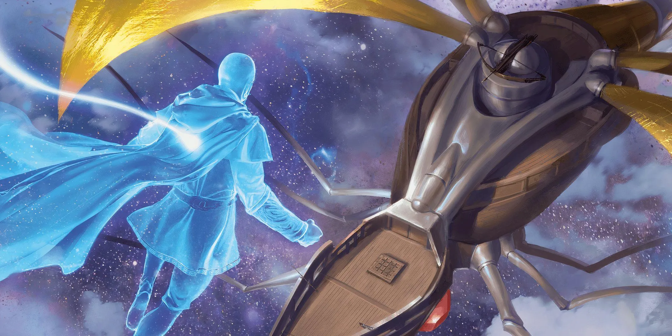 Nhân vật người chơi sử dụng phép chiếu thể Astral trên tàu Spelljamming trong D&amp;D 5e.