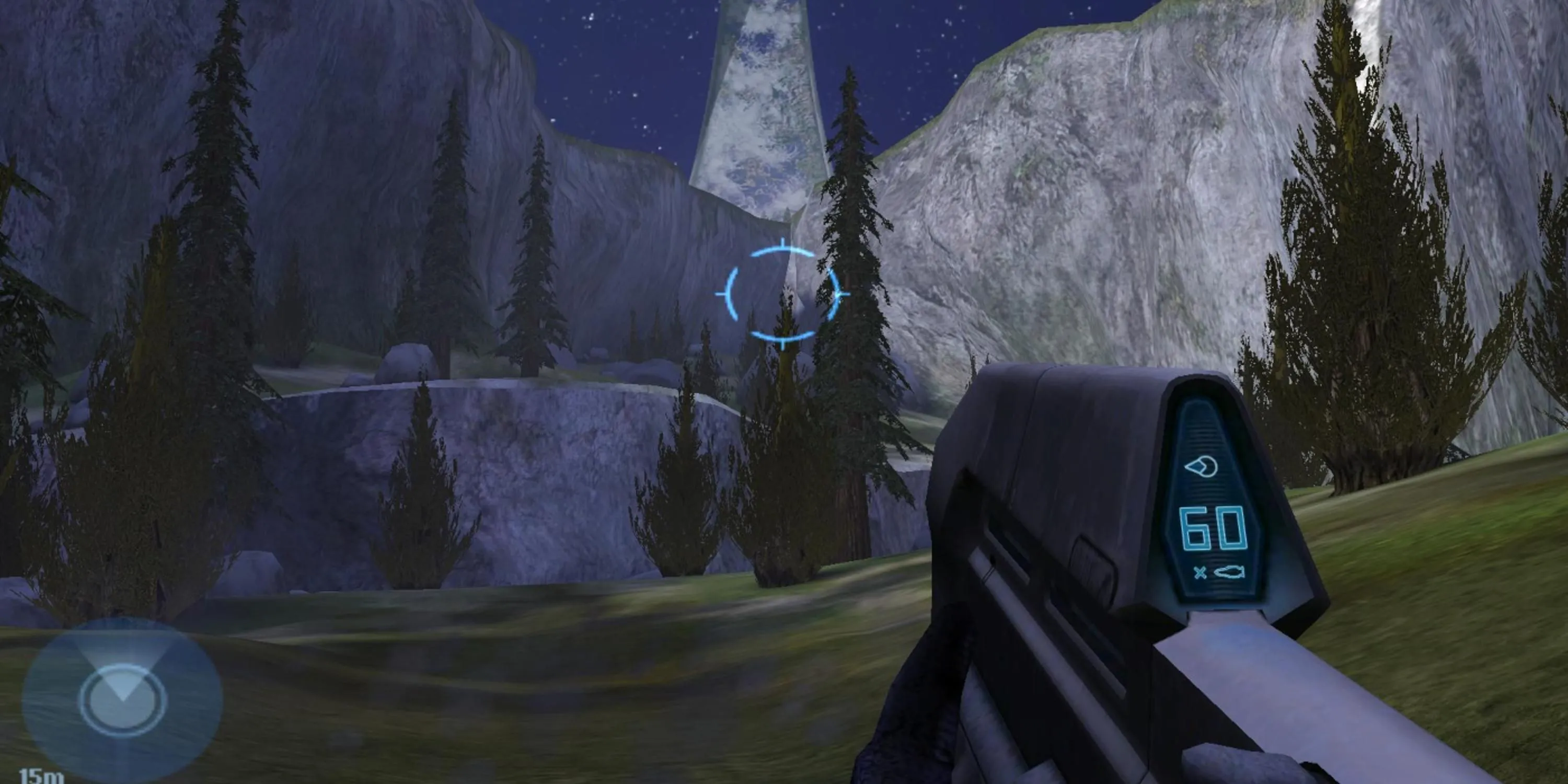 Nhìn về phía xa những ngọn núi trong Halo Combat Evolved