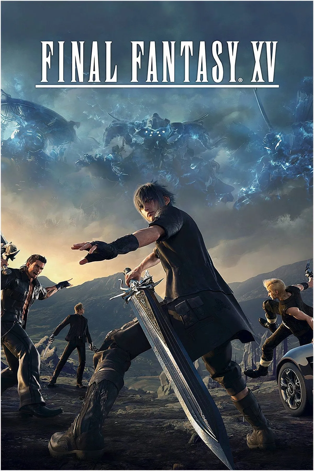 Noctis Lucis Caelum cùng những người bạn trong Final Fantasy XV, minh họa phong cách road trip của game.