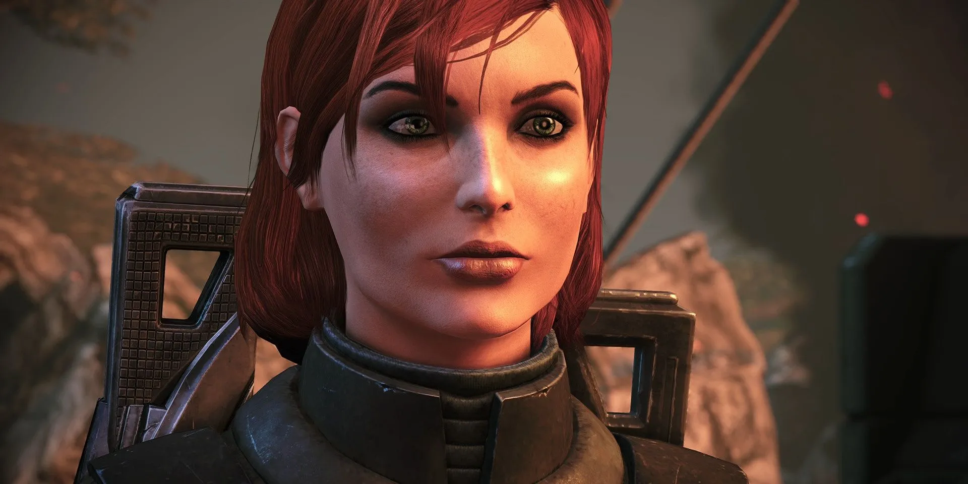 Nữ Commander Shepard trong Mass Effect Legendary Edition, người thường kết thúc đối thoại bằng 'I Should Go'.