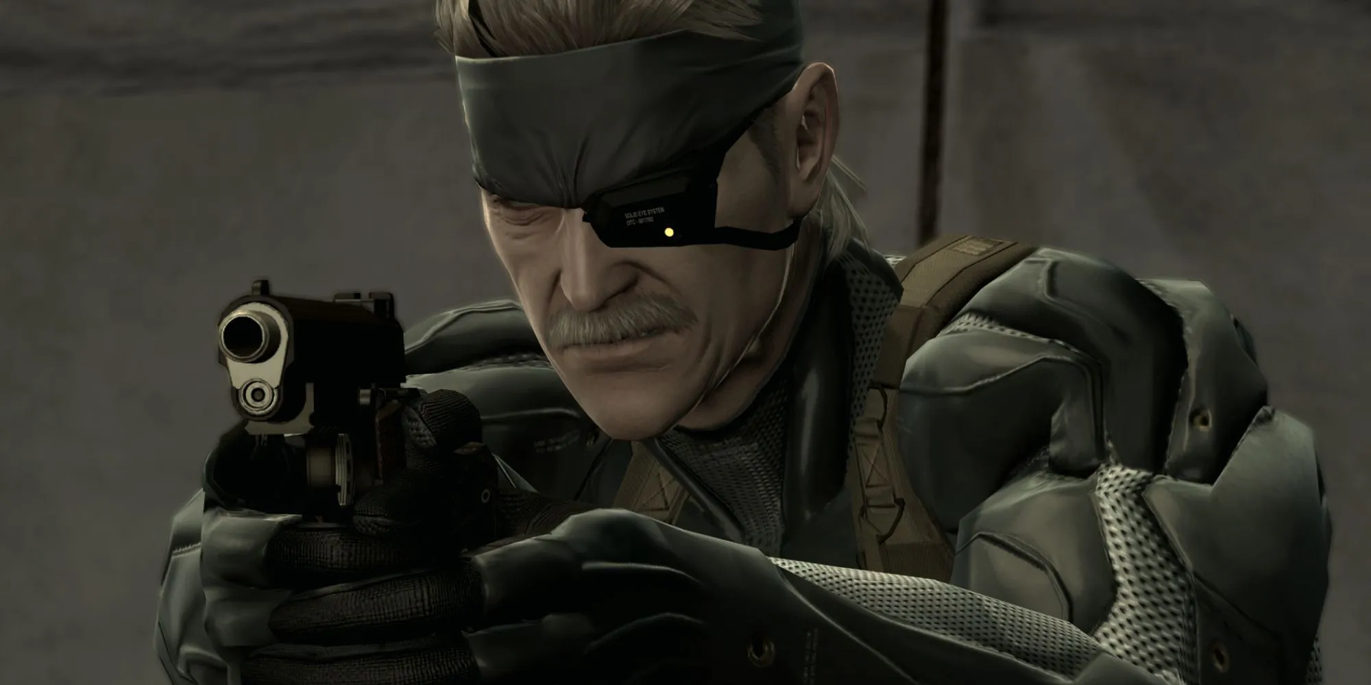 Old Snake ngắm súng trong đoạn cắt cảnh của Metal Gear Solid 4