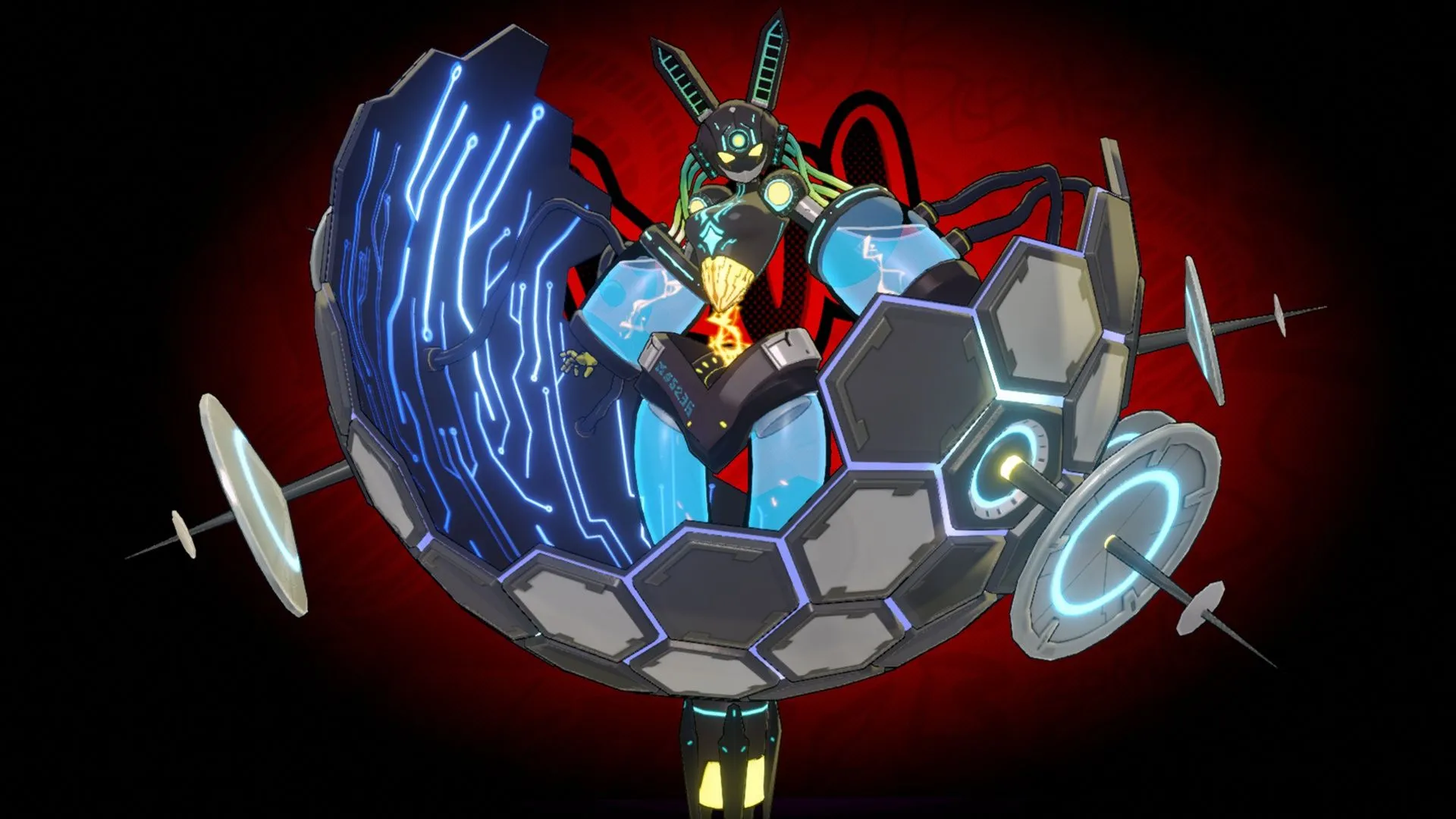 Persona Apseudes của Bui trong Persona 5 The Phantom X với thiết kế độc đáo, biểu tượng cho sức mạnh điện.