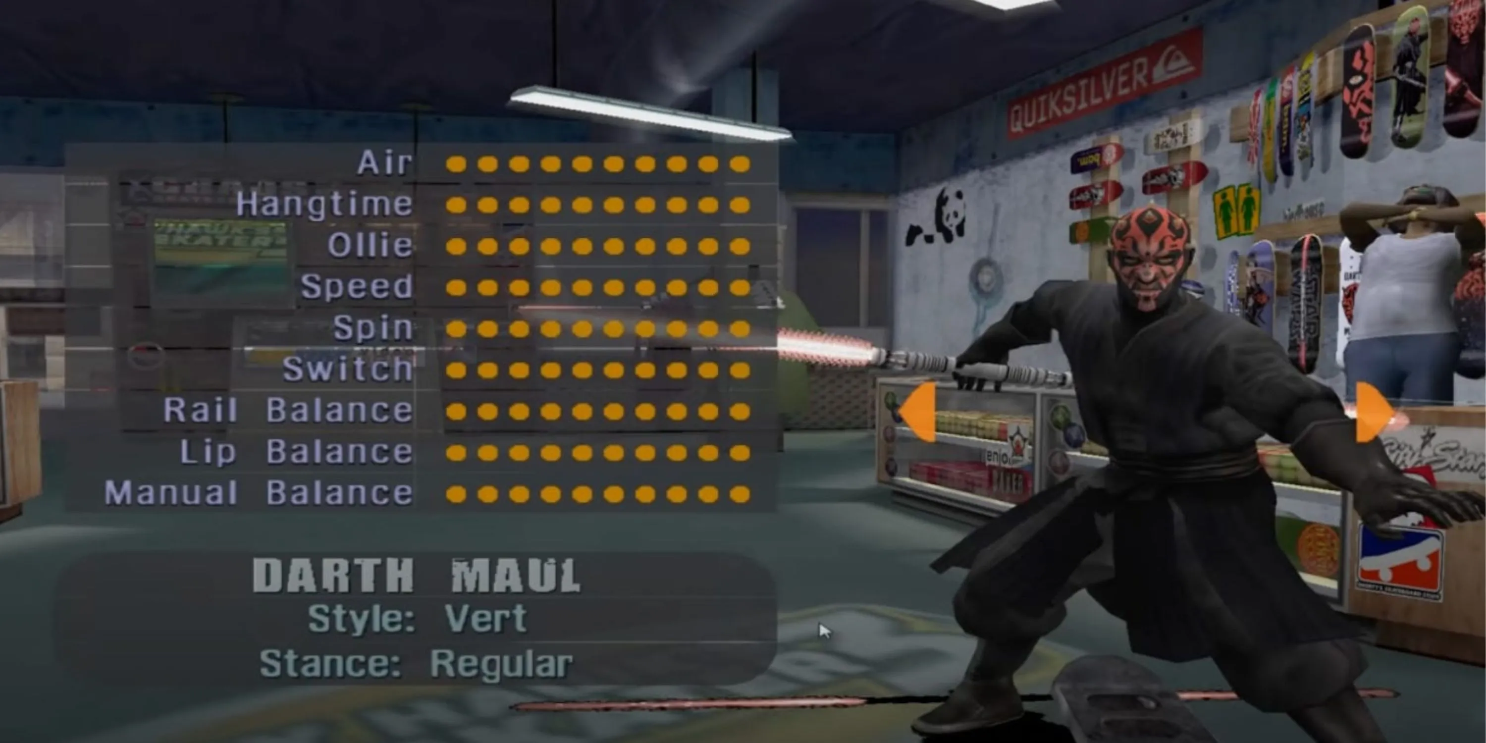 Phản diện Darth Maul của Star Wars xuất hiện trong Tony Hawk's Pro Skater 3