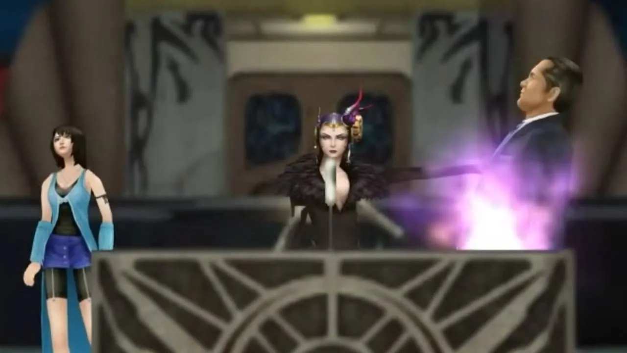 Phù thủy Edea ám sát Tổng thống Vinzer Deling trong Final Fantasy VIII
