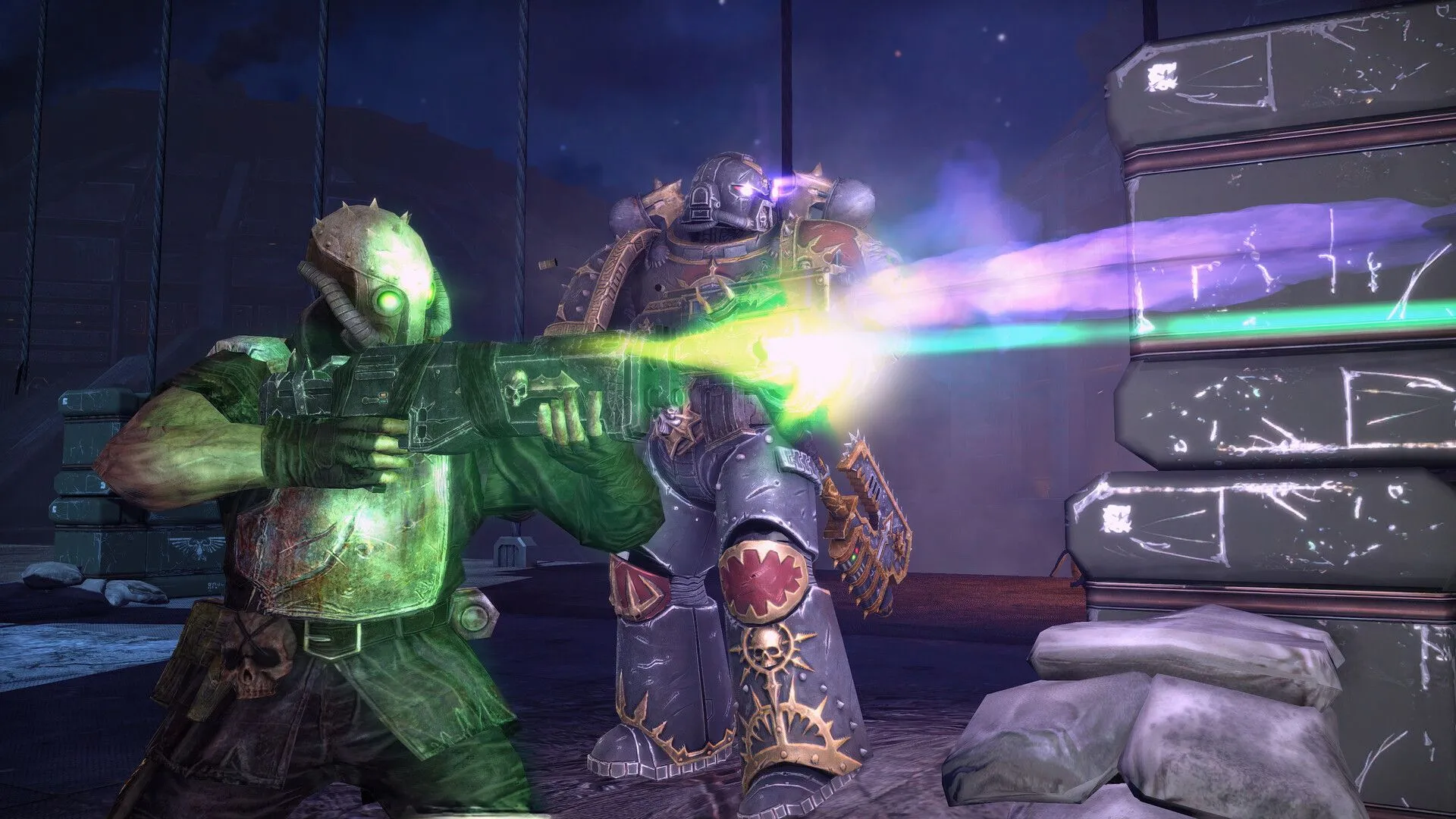 Quang cảnh chiến đấu và chi tiết môi trường trong Warhammer 40,000 Space Marine Master Crafted Edition