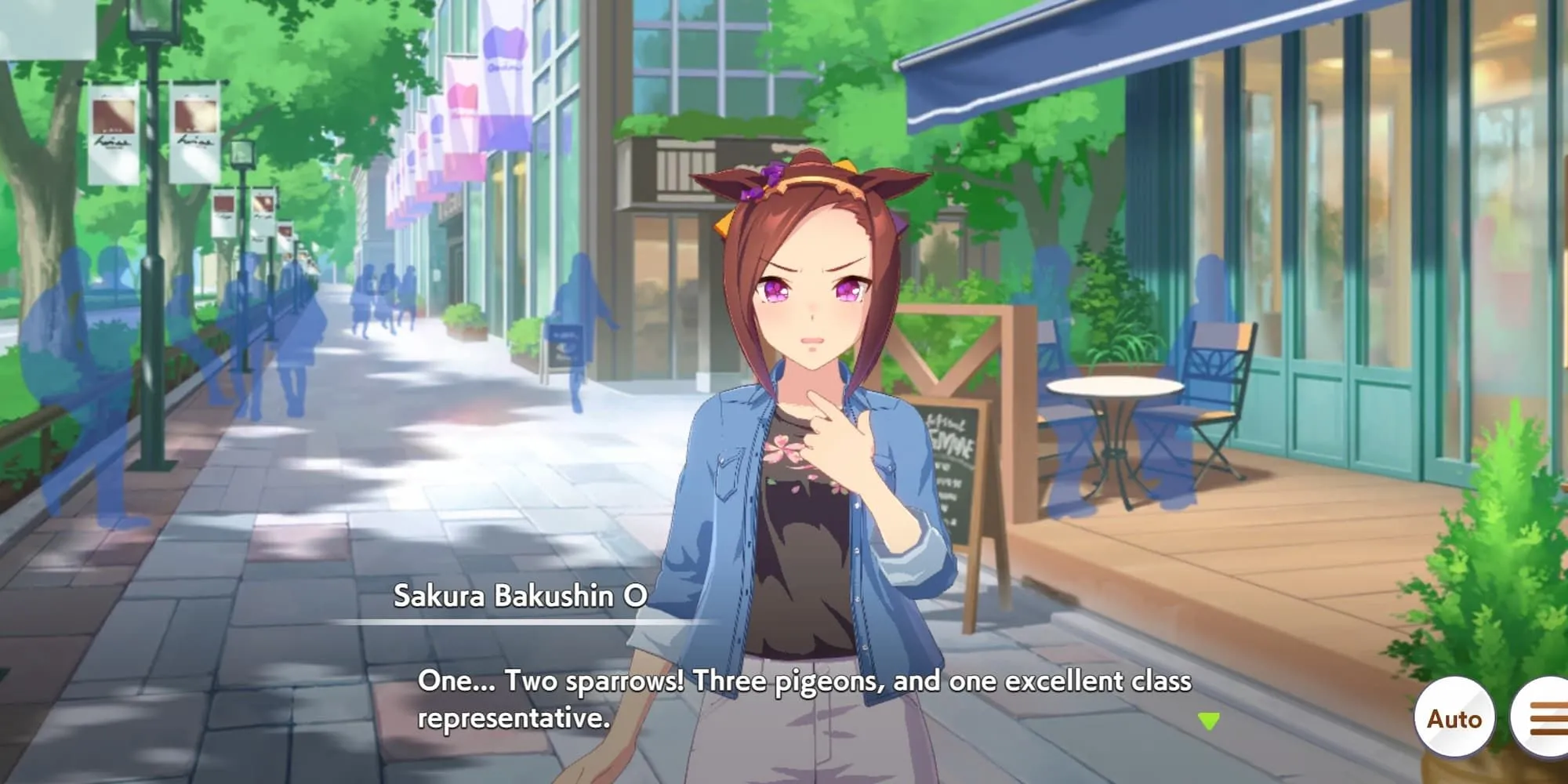 Sakura Bakushin O trong Umamusume, đại diện lớp học năng động