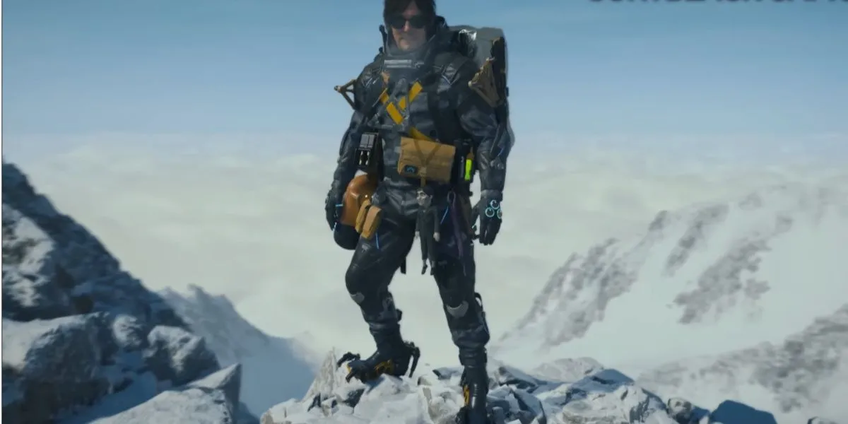 Sam Bridges trong bộ Black Camo Suit giúp ngụy trang hiệu quả trong Death Stranding 2