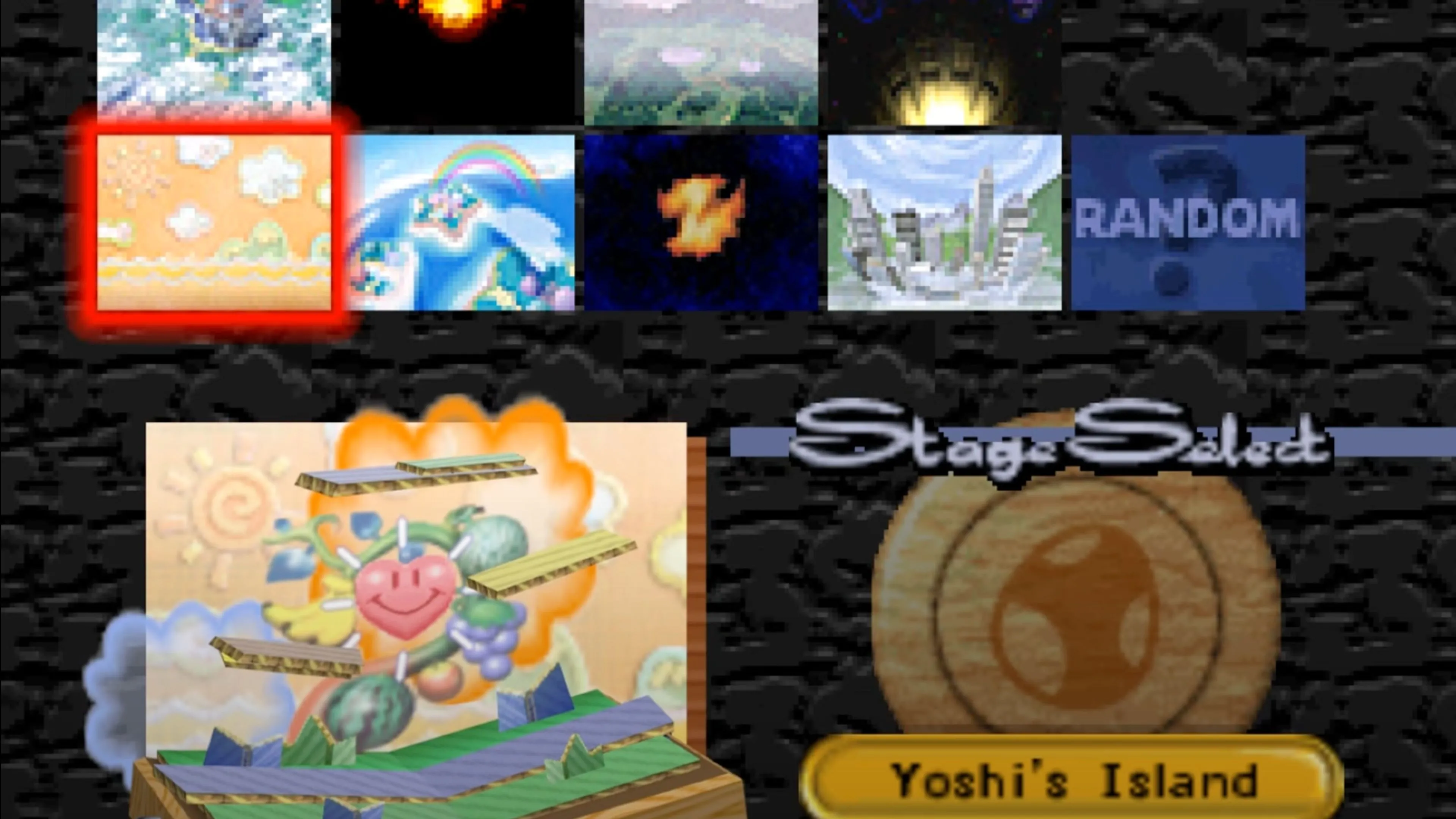 Screenshot cận cảnh Link thực hiện đòn tấn công trong Super Smash Bros. phiên bản N64