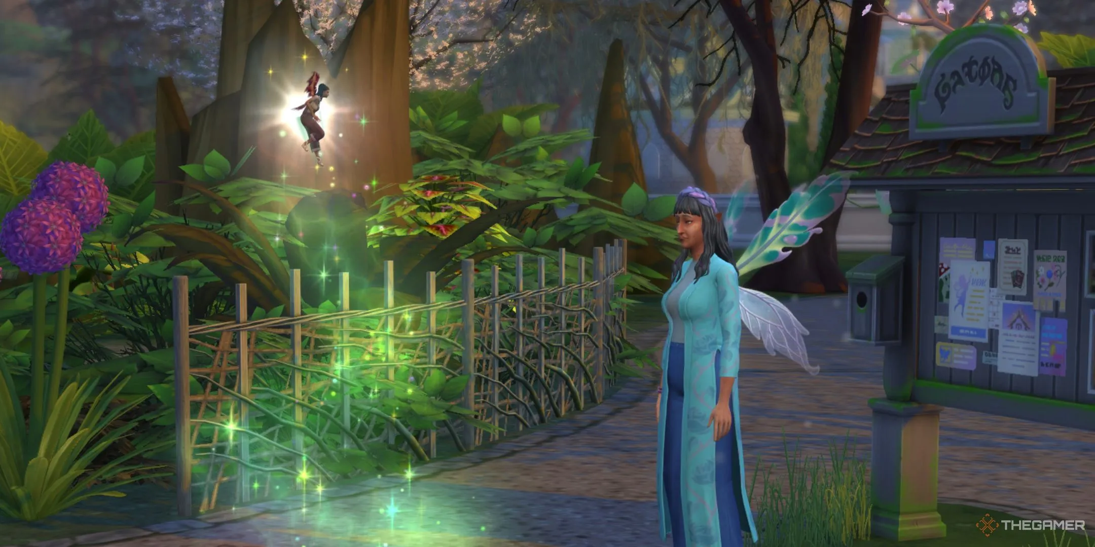 Sim bị thu nhỏ để chữa bệnh, minh họa hệ thống bệnh mới trong gói mở rộng Sims 4 Enchanted By Nature.