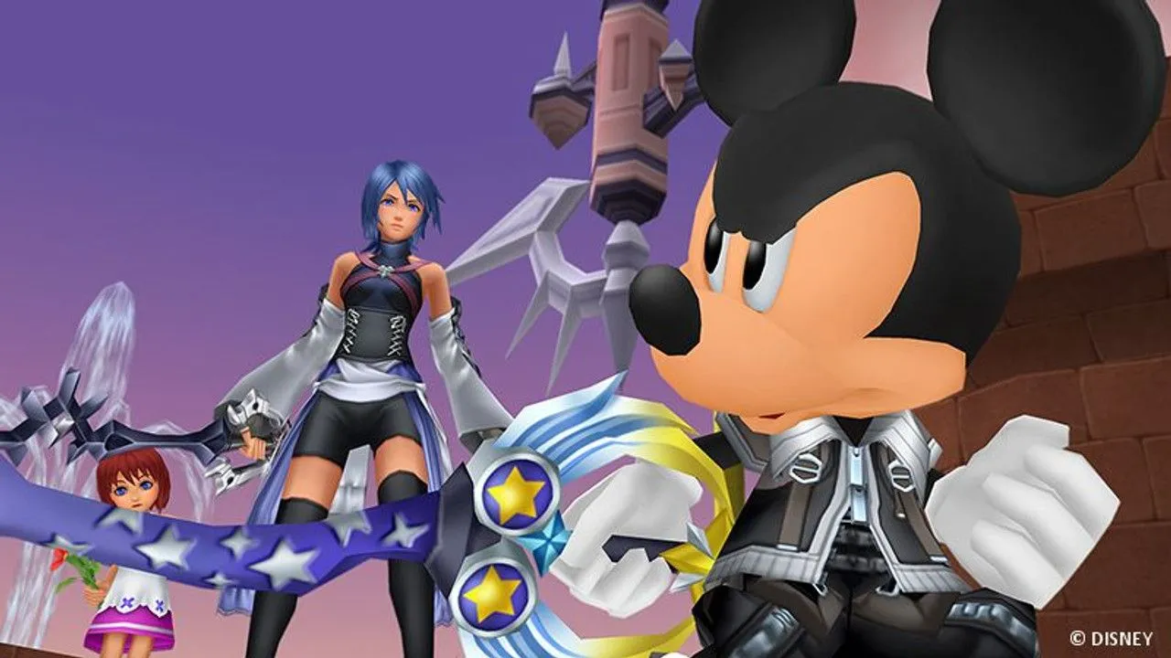 Sora đối mặt với Heartless trong môi trường giả tưởng của Kingdom Hearts