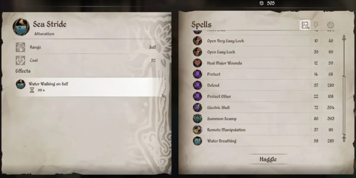 Sử dụng phép Sea Stride trong Oblivion Remastered để đi trên mặt nước