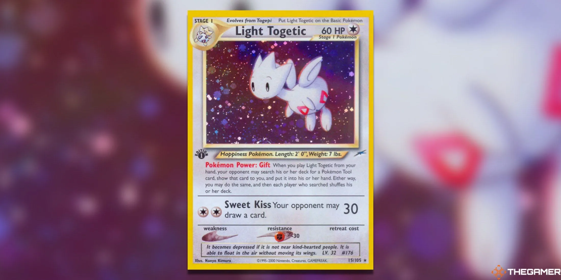 Thẻ bài Holo Rare Light Togetic từ bộ Neo Destiny của Pokemon TCG trong khung cảnh tìm kiếm.