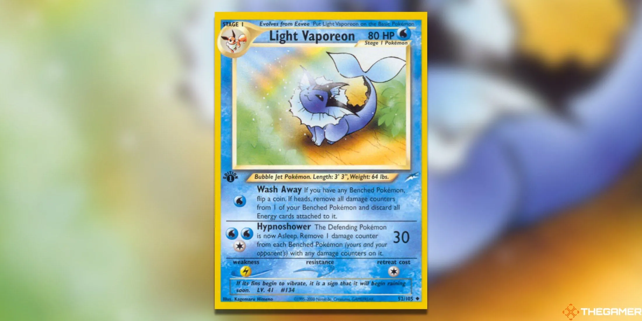 Thẻ bài Light Vaporeon từ bộ Neo Destiny của Pokemon TCG.