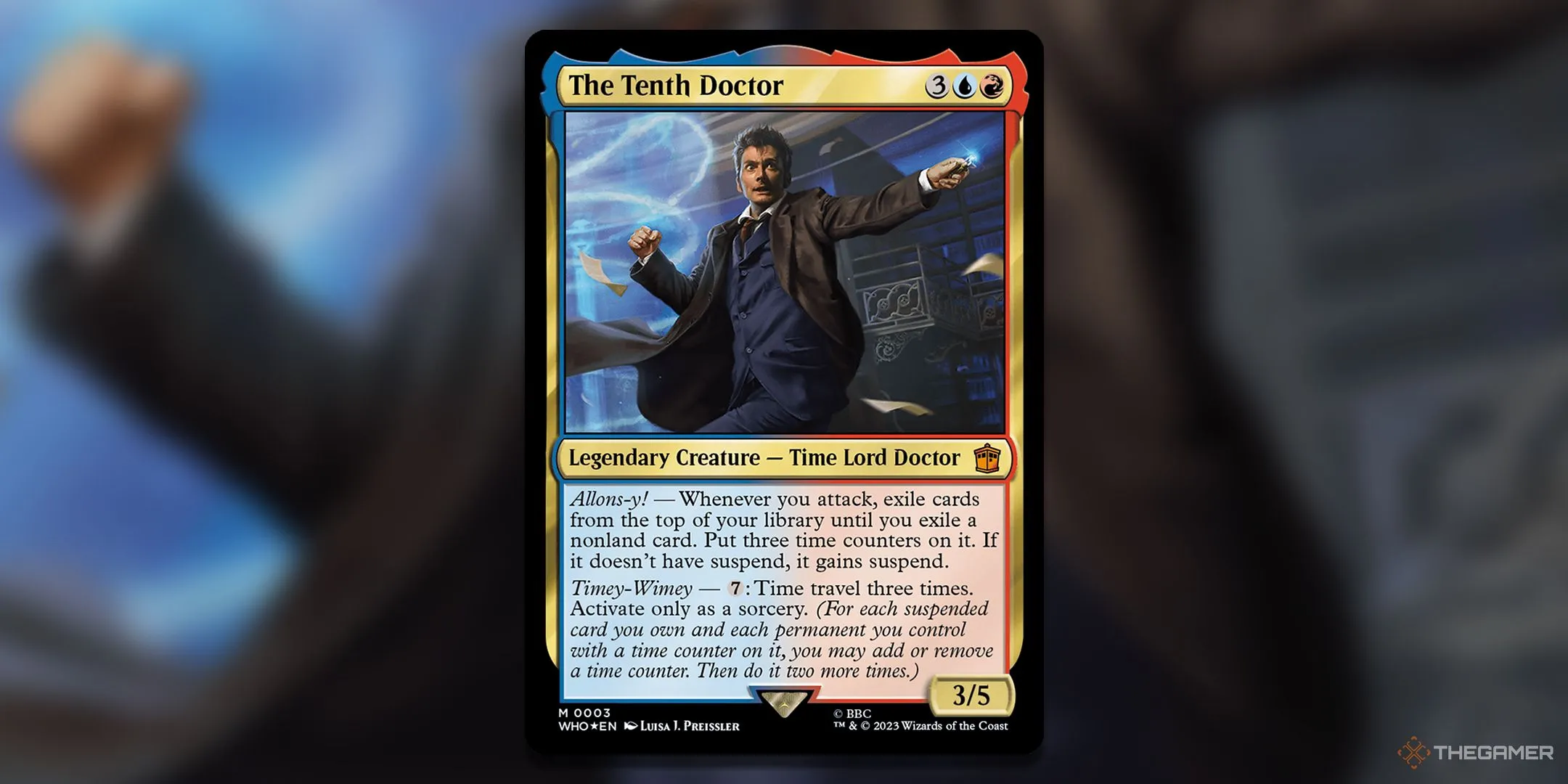 Thẻ bài The Tenth Doctor với hình minh họa ở nền.