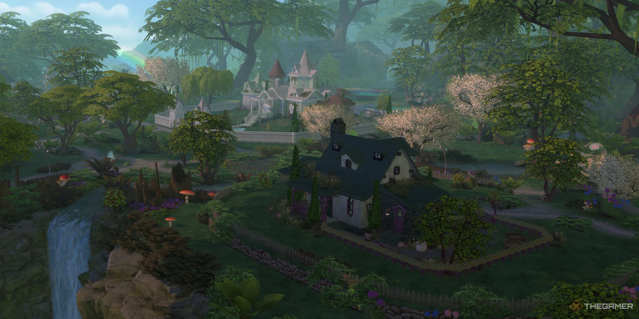 Toàn cảnh các tòa nhà trong Thung Lũng Everdew, The Sims 4 Enchanted By Nature.
