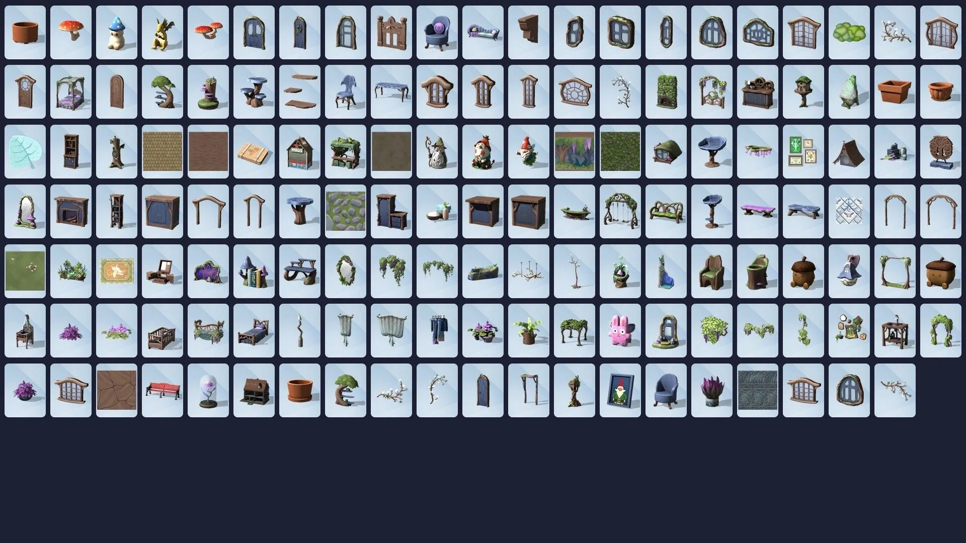 Tổng hợp các vật phẩm Nội thất và Trang trí (Build/Buy items) chủ đề fairycore của gói mở rộng Sims 4 Enchanted By Nature.