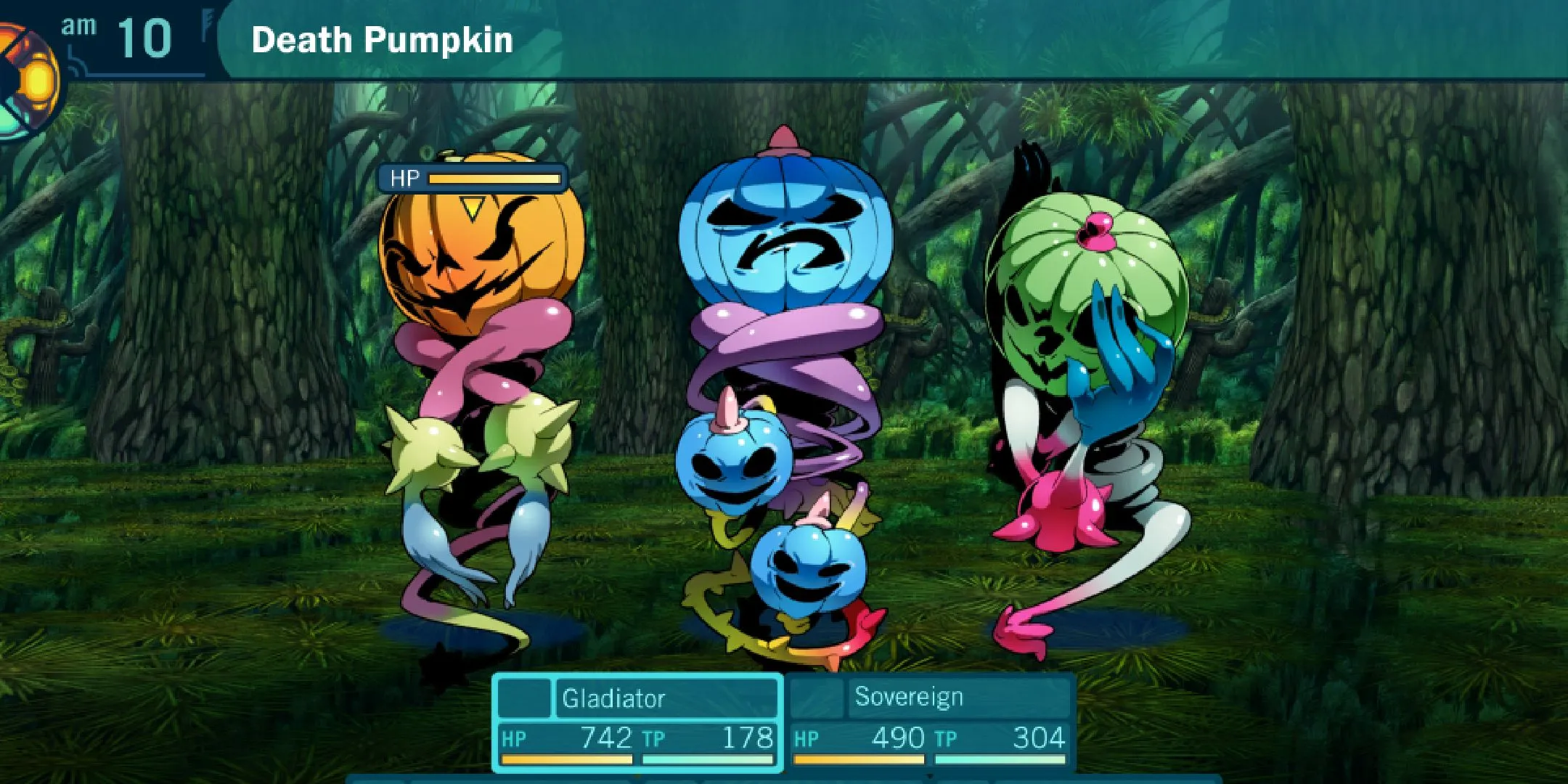 Trận chiến căng thẳng trong Etrian Odyssey HD với quái vật Death Pumpkin