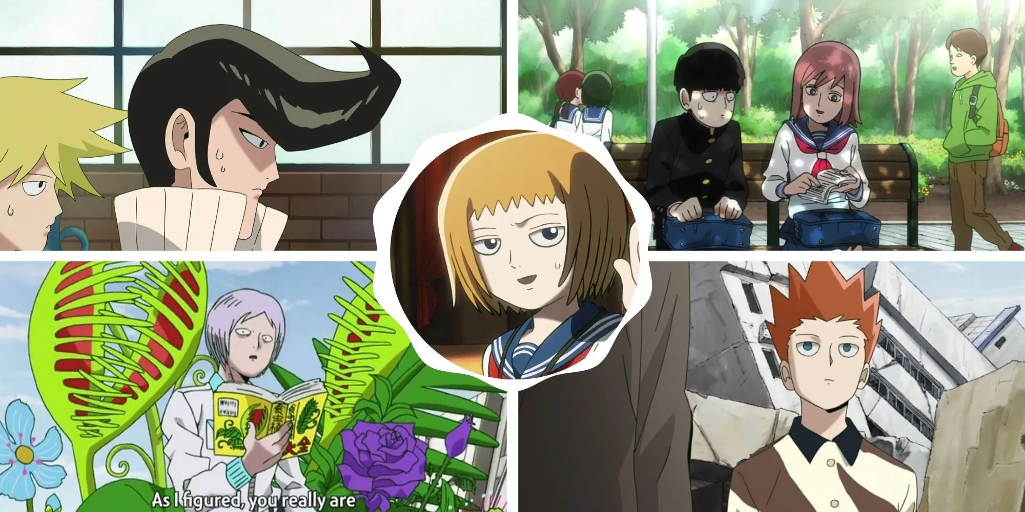 Ảnh minh họa các nhân vật phụ trong Mob Psycho 100, thể hiện sự đa dạng và chiều sâu của dàn nhân vật