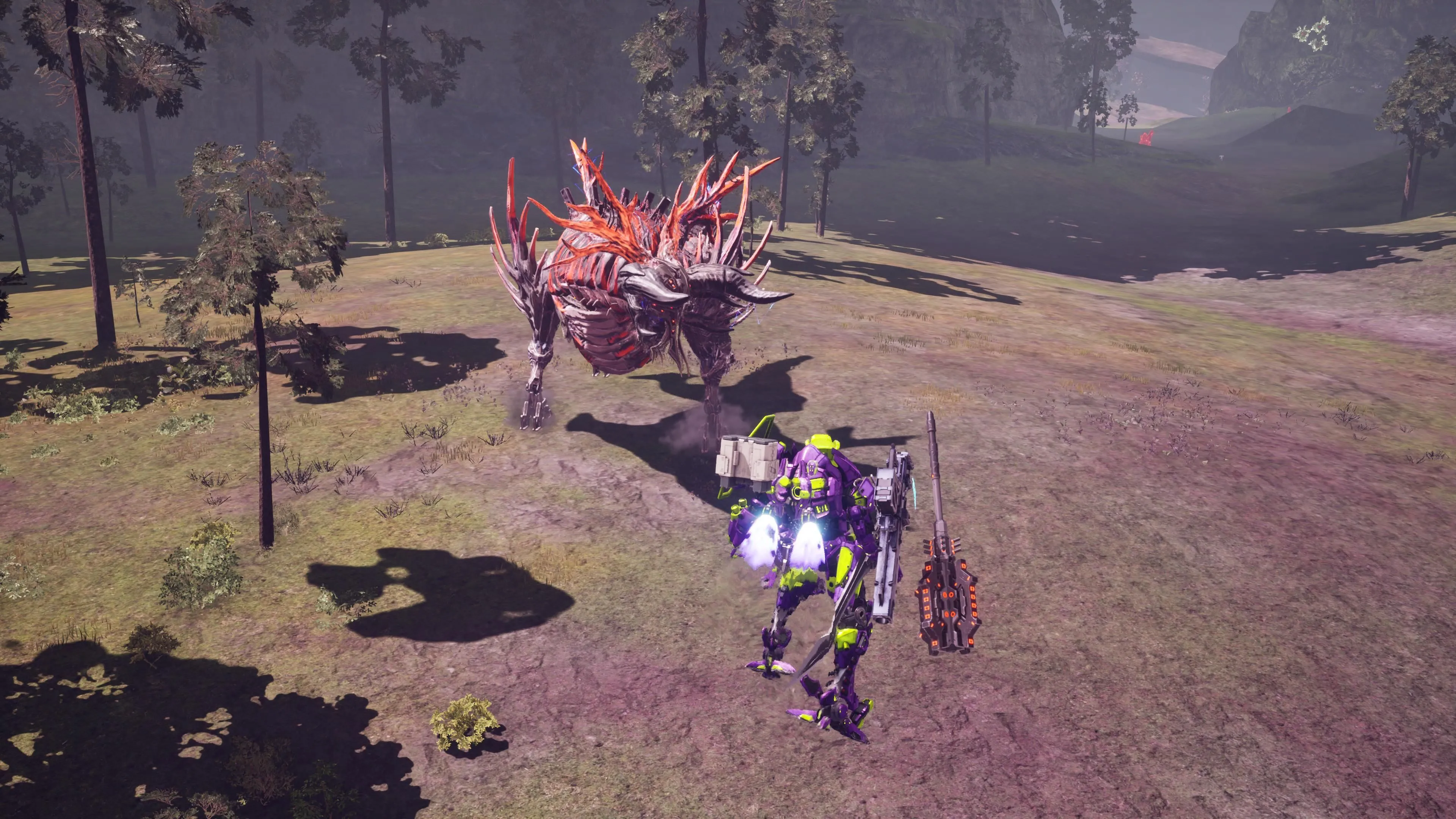 Arsenal đối đầu một boss Immortal khổng lồ, thể hiện những trận chiến đầy thử thách trong Daemon X Machina Titanic Scion.