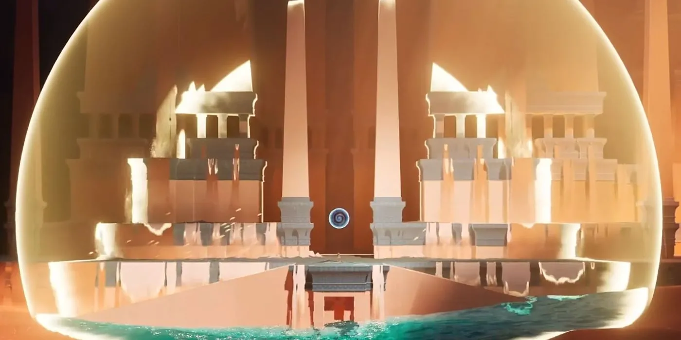 Bức ảnh từ PlayStation Showcase giới thiệu cơ chế lướt ván kiếm độc đáo trong Sword of the Sea.