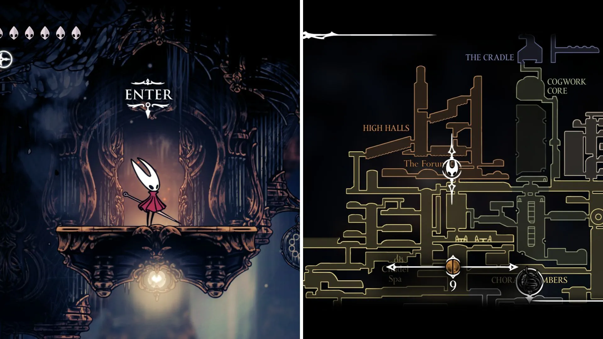 Cánh cửa cuối cùng tại High Halls mở ra kho báu Rosaries và công cụ Rosary Cannon trong Hollow Knight Silksong