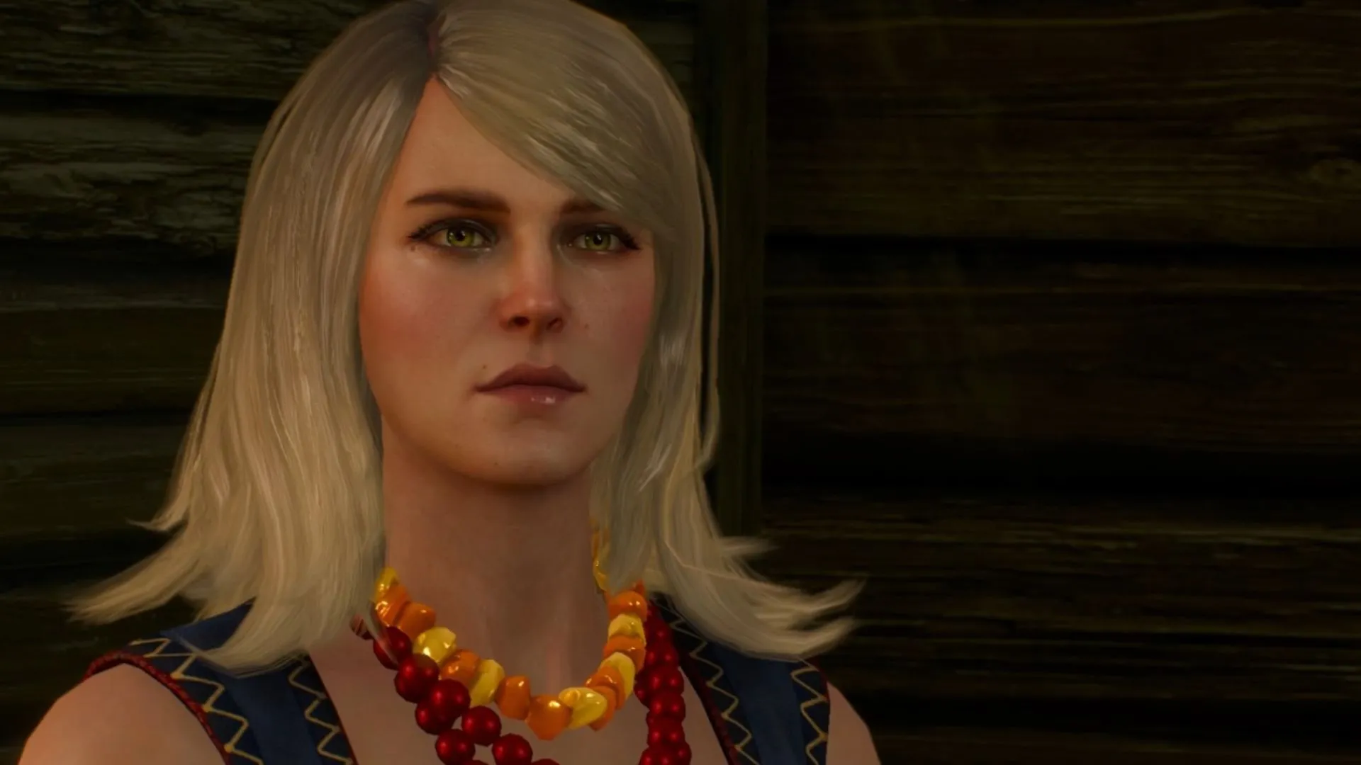 Chân dung cận cảnh phù thủy Keira Metz trong The Witcher 3 với nụ cười bí ẩn và đôi mắt tinh quái