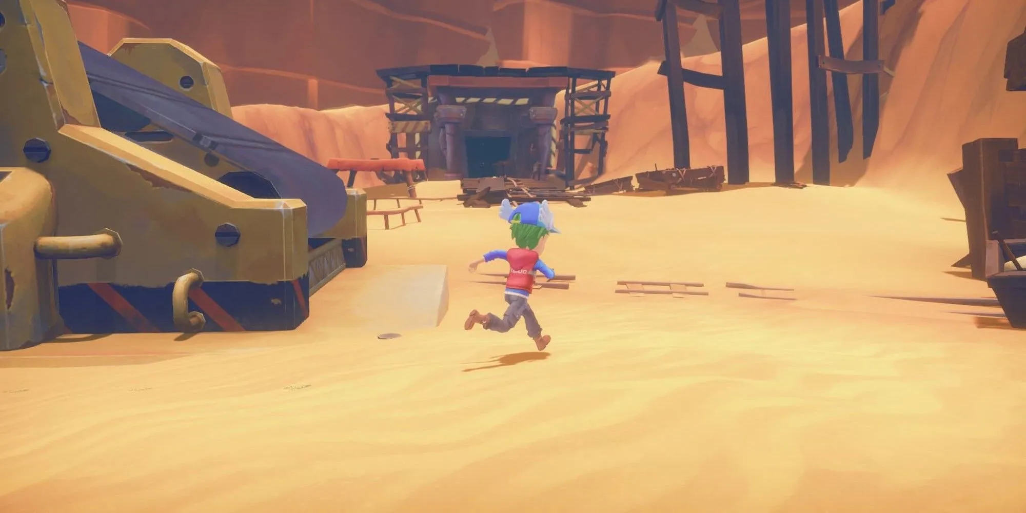 Chạy quanh công trường xây dựng trong game My Time at Portia