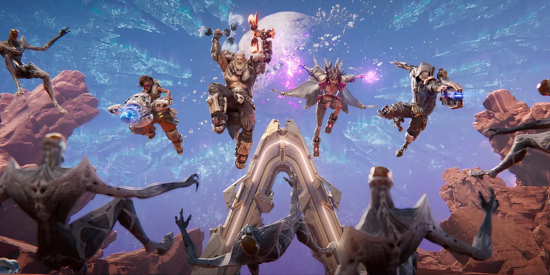 Dàn Vault Hunter mới của Borderlands 4 thể hiện sức mạnh và tinh thần đồng đội trong một pha hành động căng thẳng.