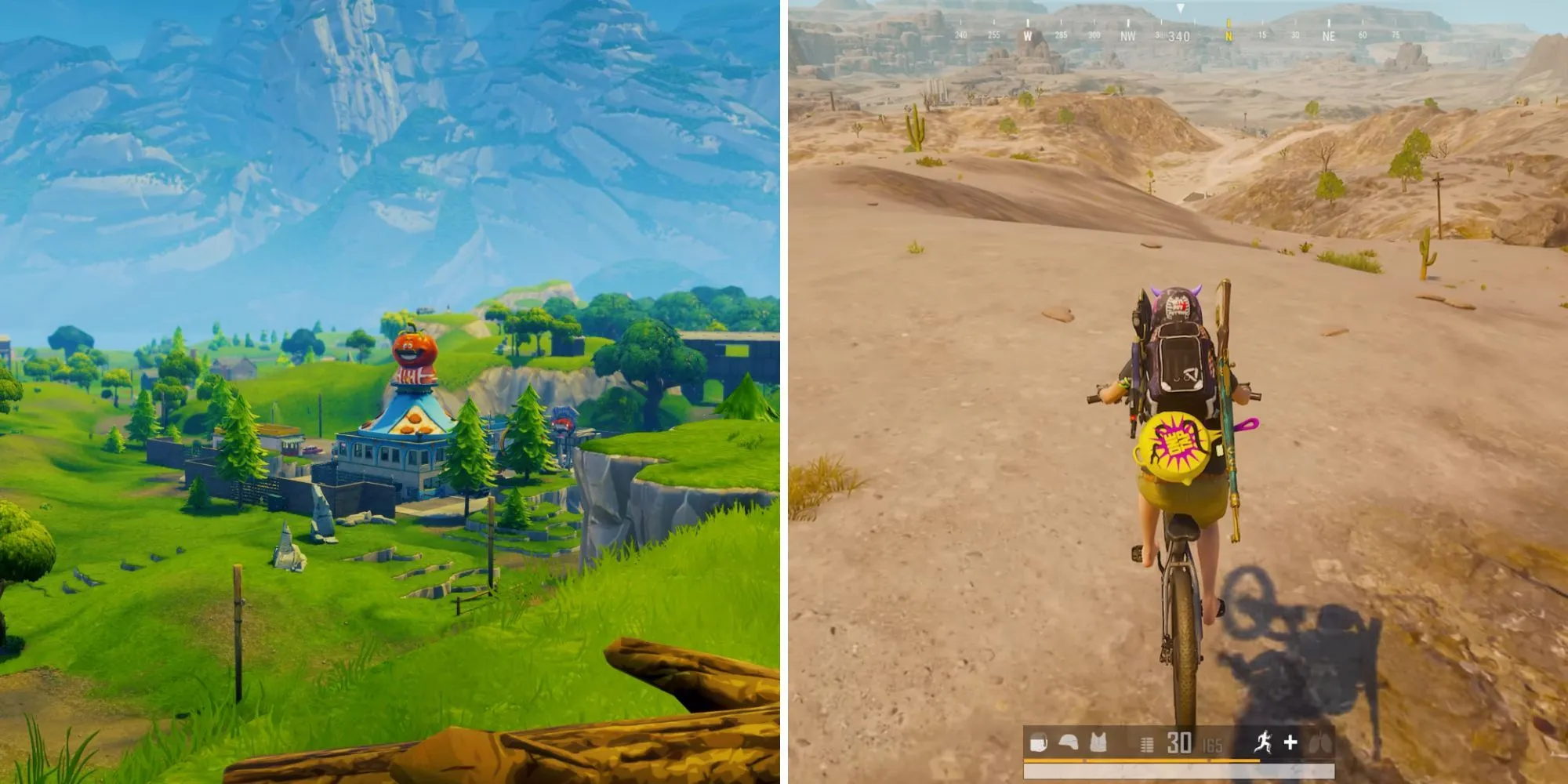 Đồ họa tươi sáng, đầy màu sắc của Fortnite với phong cách hoạt hình đặc trưng và môi trường chi tiết