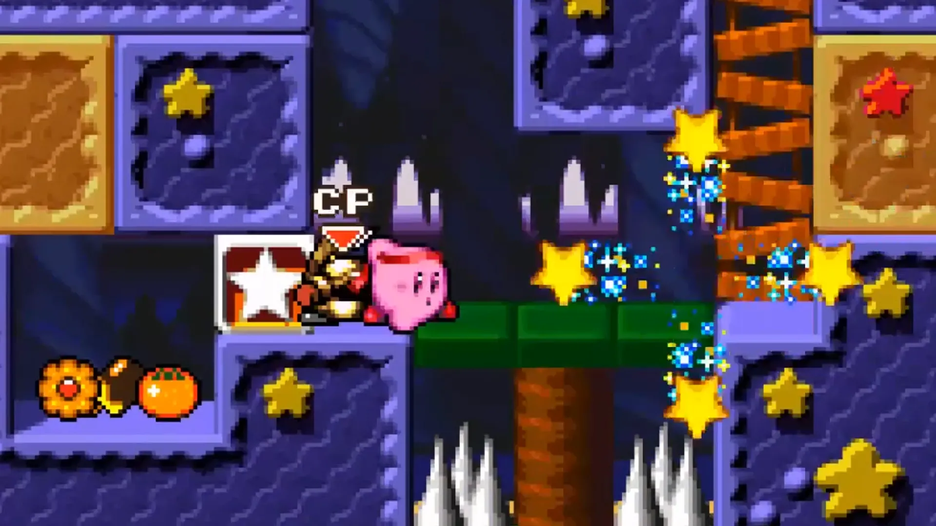 Fighter Kirby đánh bại kẻ địch trong Kirby Super Star, một trong những mini-game hấp dẫn