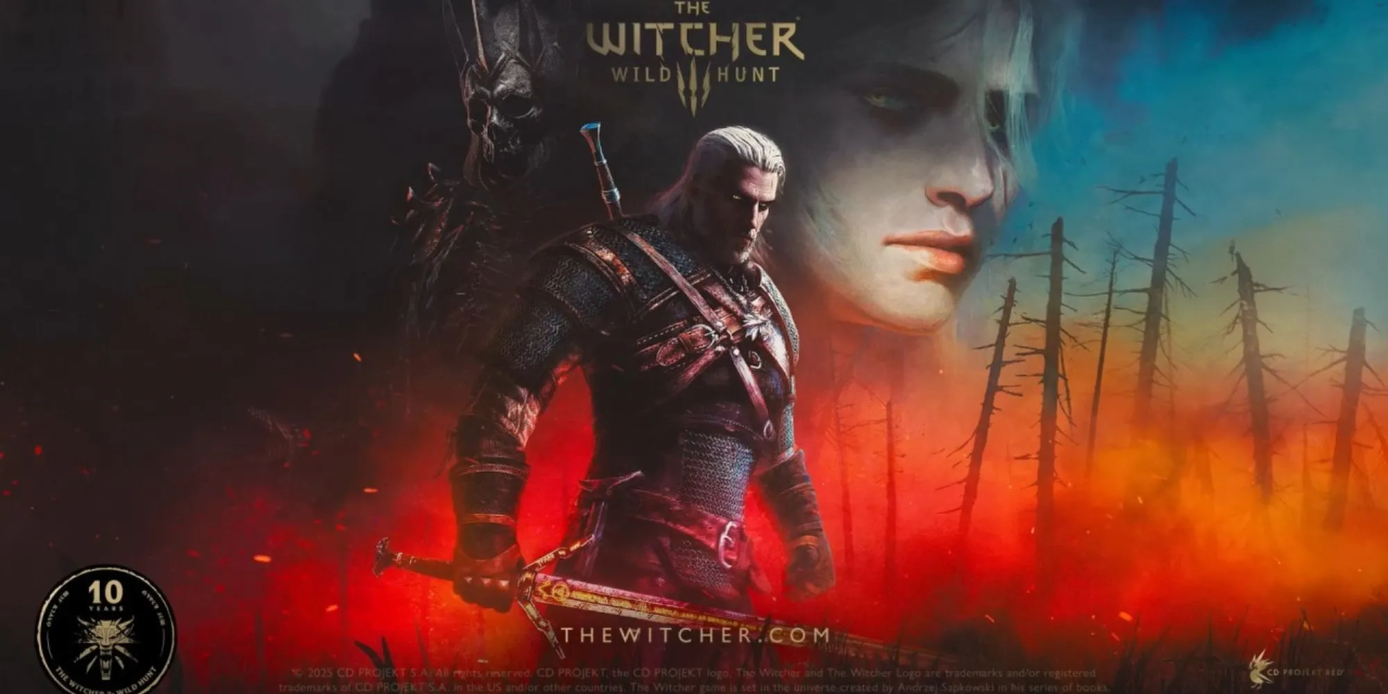 Geralt of Rivia chiến đấu với quái vật trên chiến trường hoành tráng