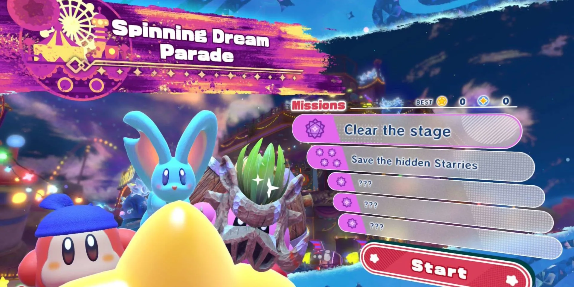 Giao diện mục tiêu nhiệm vụ ẩn trong Kirby Star-Crossed World, thách thức người chơi khám phá