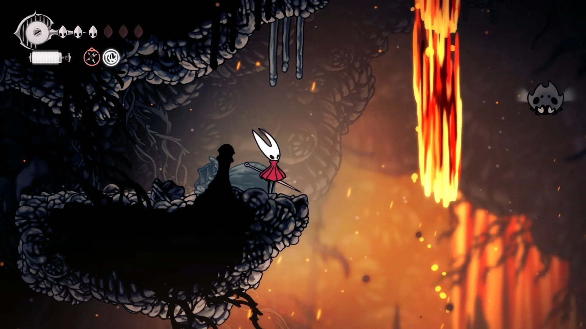 Hornet đeo Lava Mask trong Hollow Knight Silksong