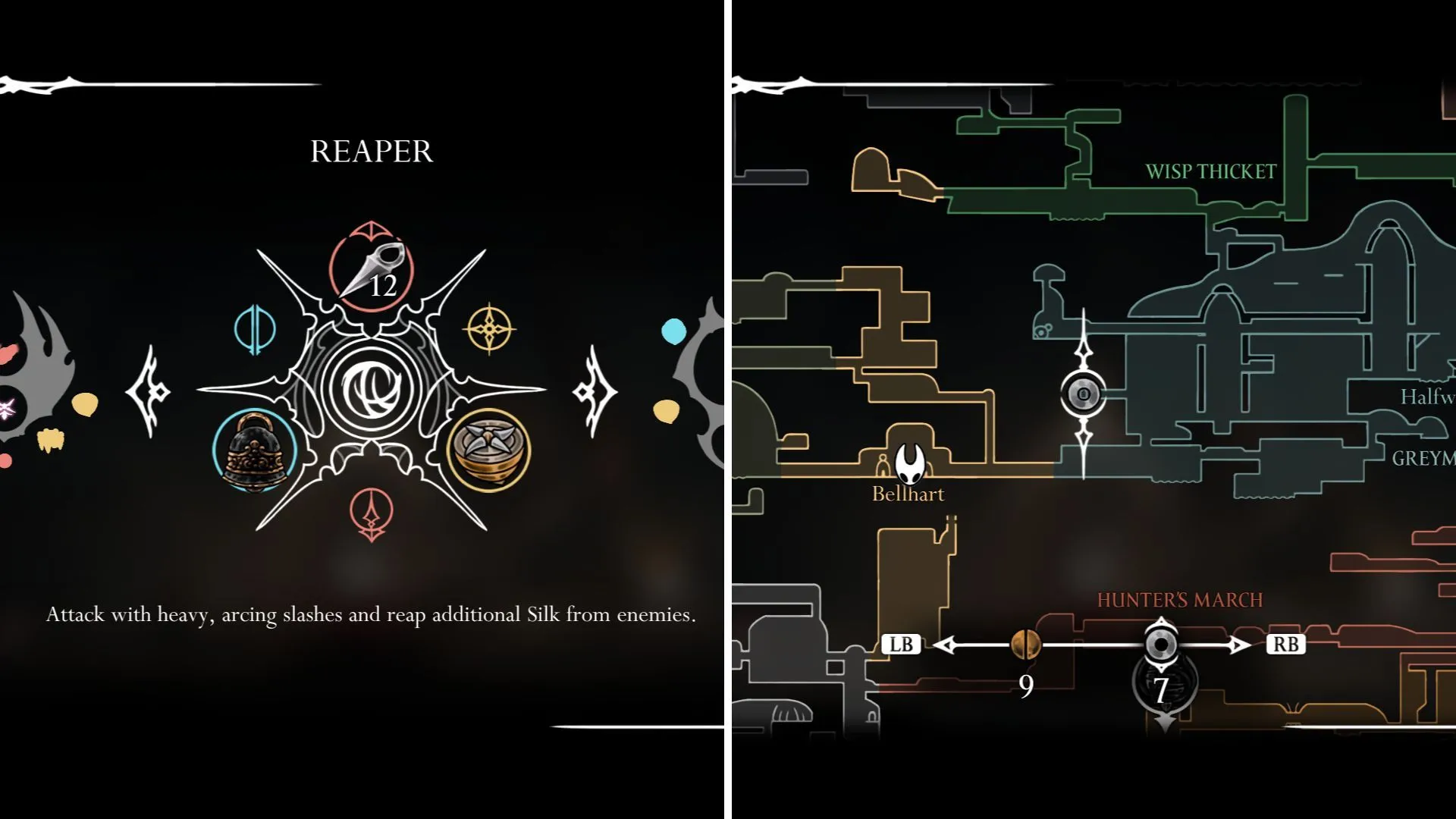 Hornet sử dụng Reaper Crest - Huy hiệu Thần Chết để tấn công kẻ thù trong Silksong