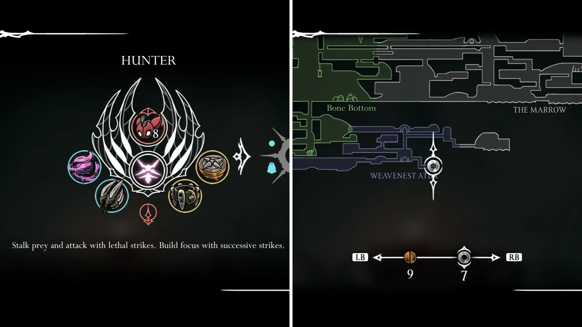 Hornet trang bị Hunter Crest - Huy hiệu Thợ Săn trong Hollow Knight Silksong