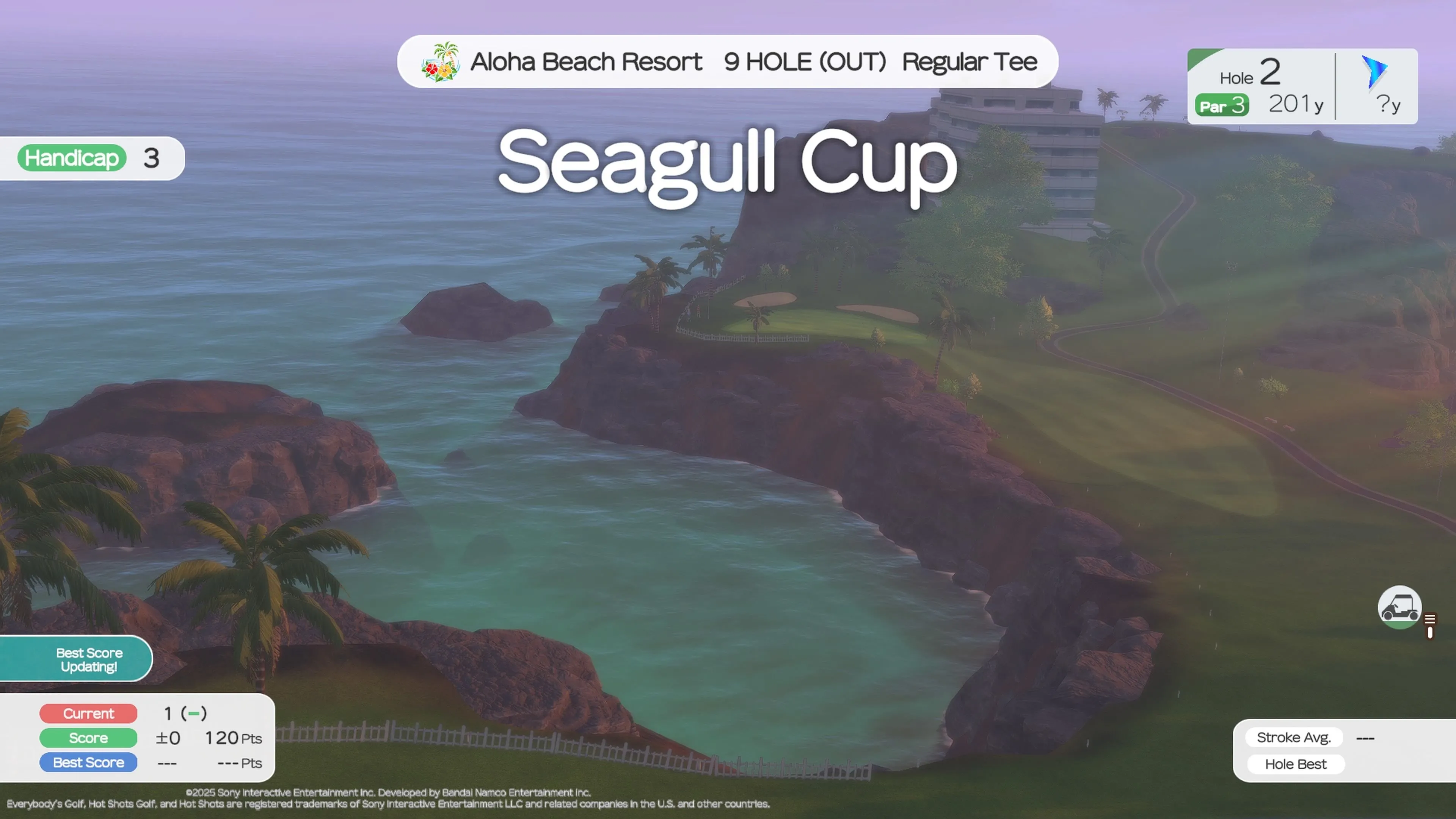 Màn hình chọn chế độ chơi và cày cuốc trong Everybody's Golf Hot Shots