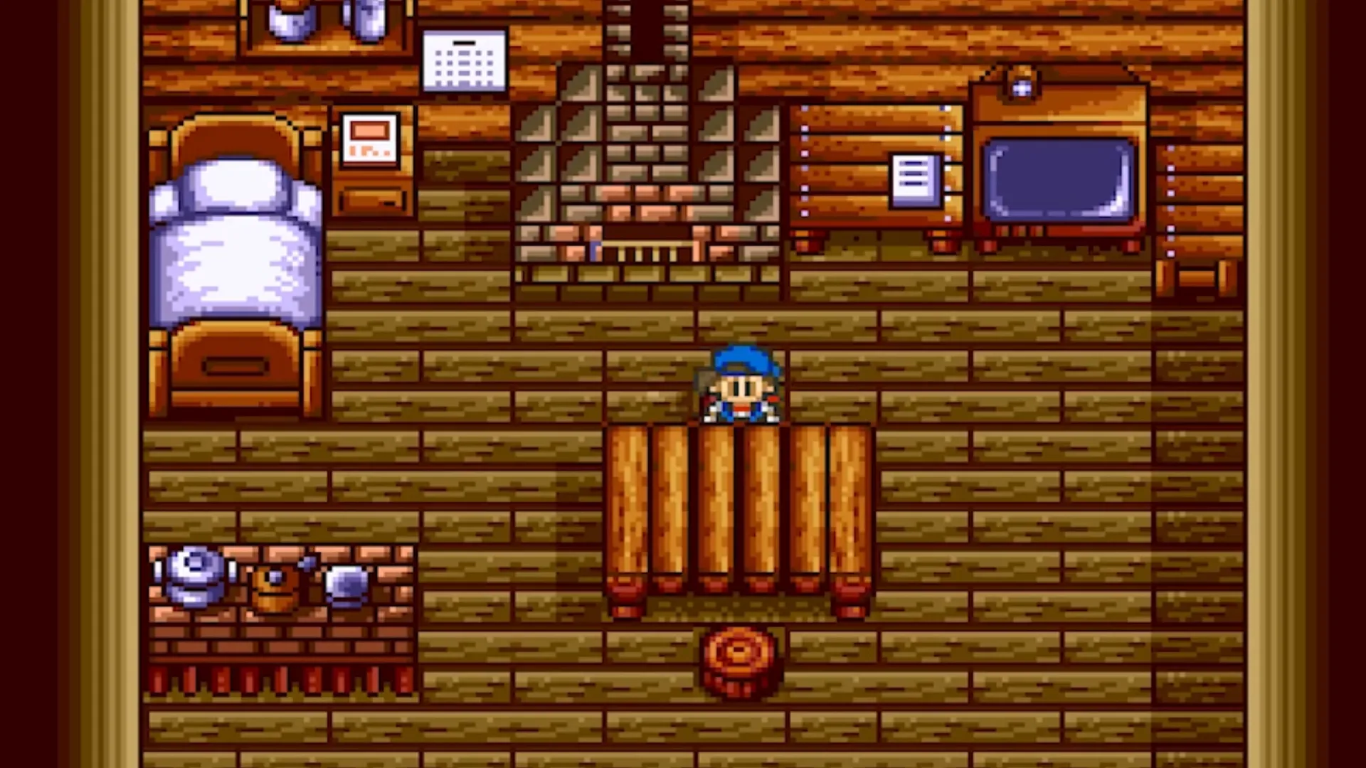 Người nông dân chăm sóc nông trại trong Harvest Moon SNES