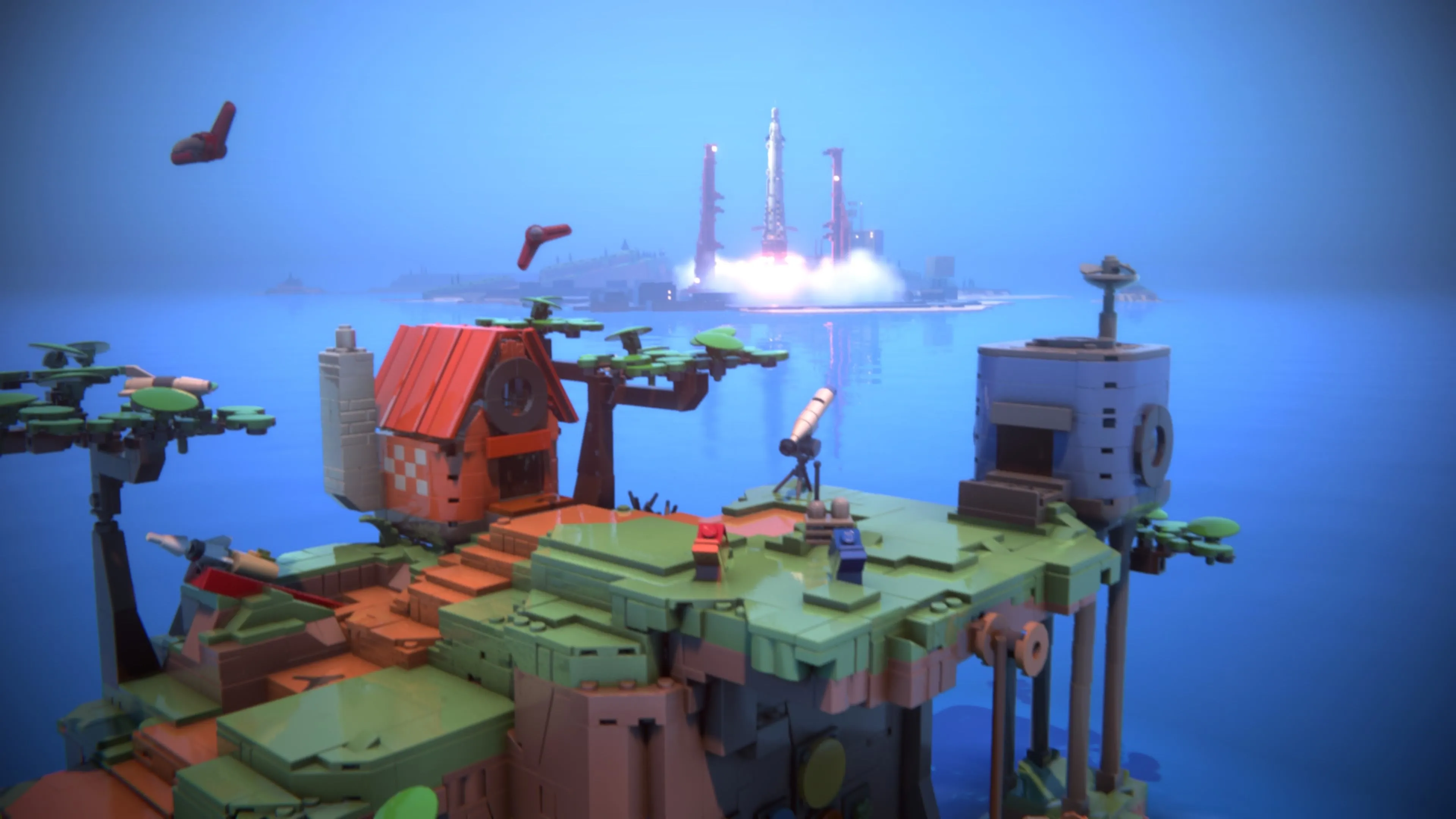 Nhân vật LEGO Voyagers nhìn nhau trên con đường phiêu lưu, gợi cảm xúc về tình bạn và tuổi thơ