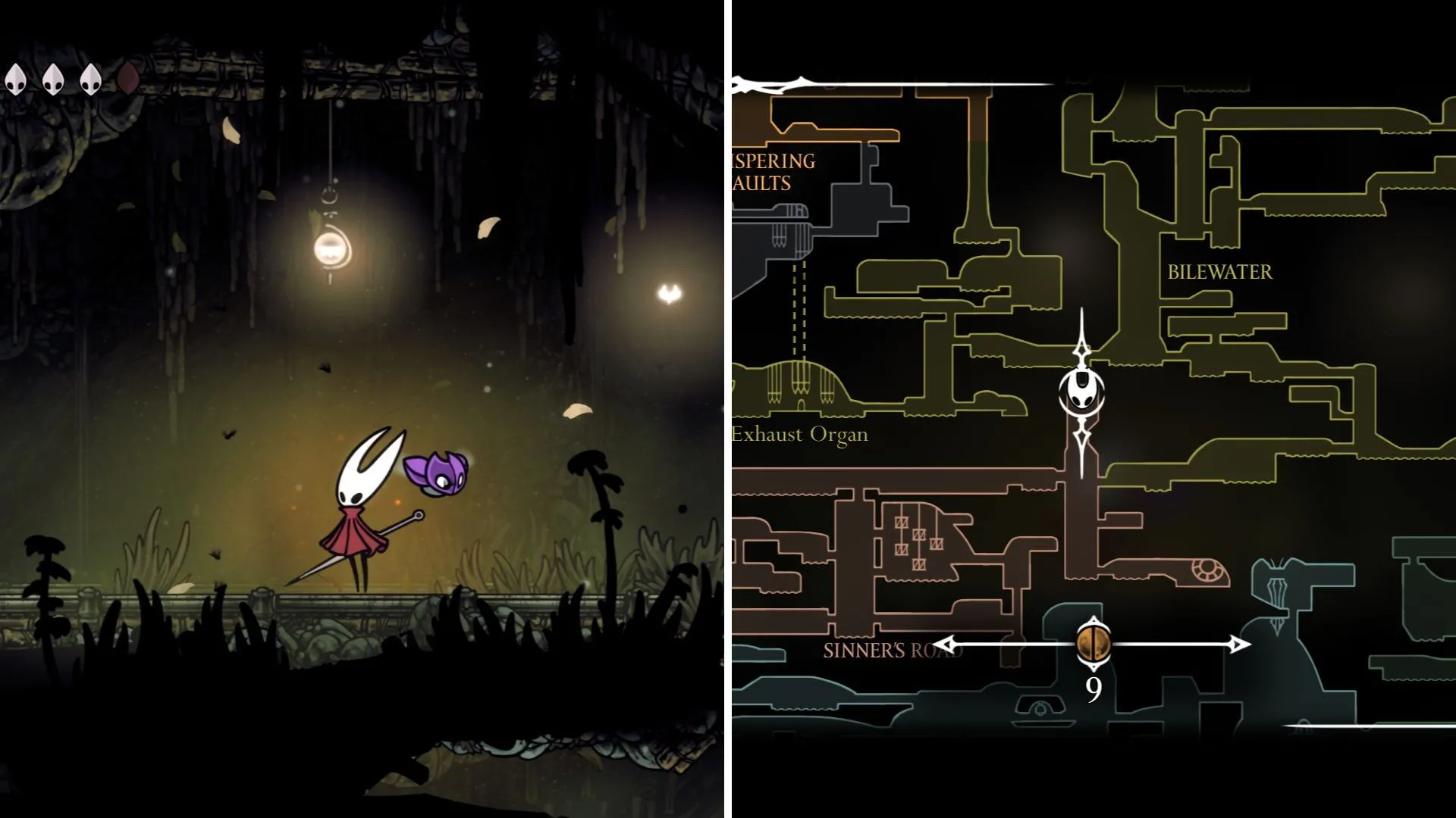 Simple Key rơi ra từ kẻ thù khổng lồ cầm xích tại Sinner’s Road trong Hollow Knight Silksong