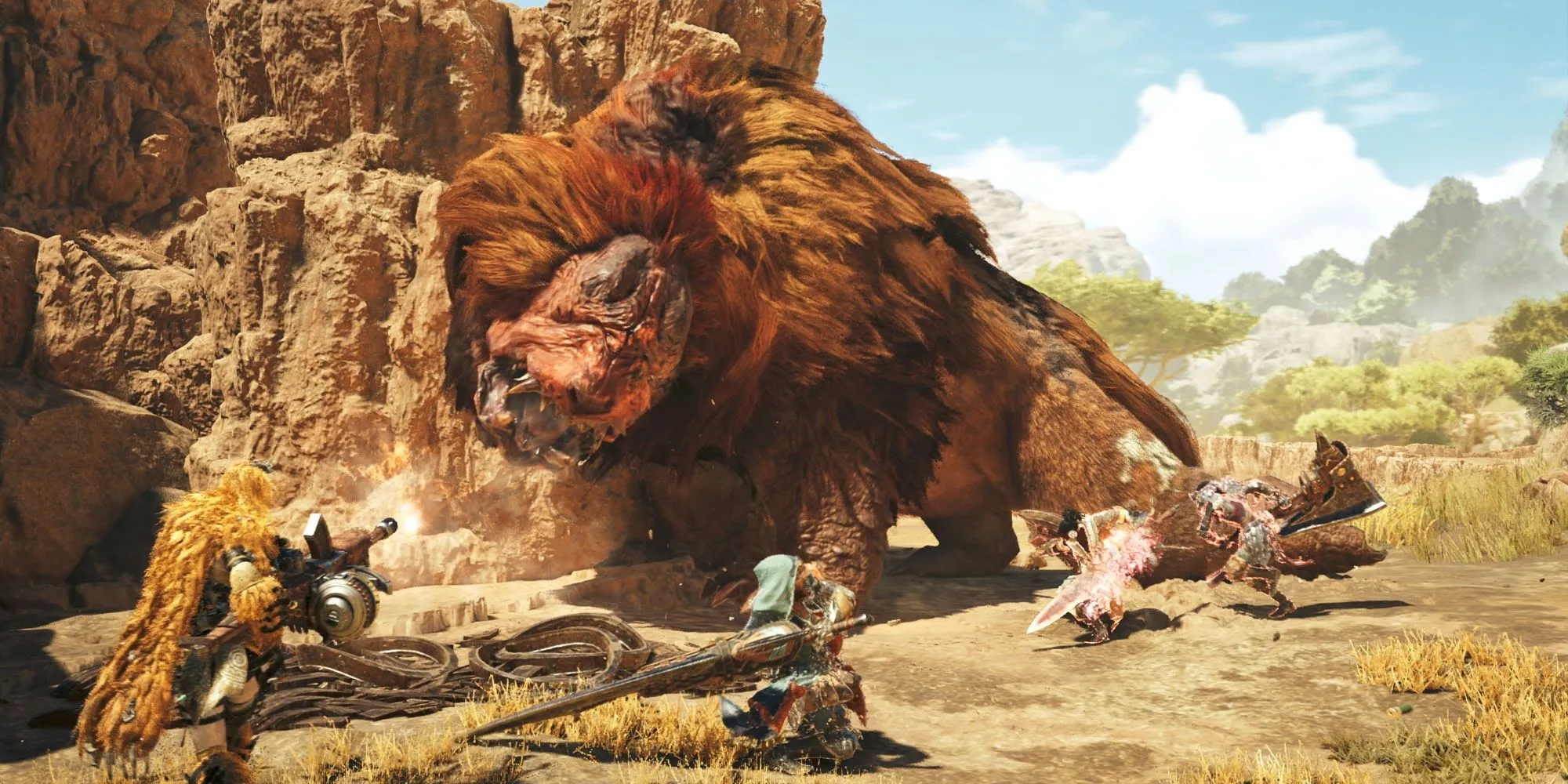 Thợ săn đối đầu quái vật khổng lồ trong thế giới Monster Hunter Wilds rộng lớn